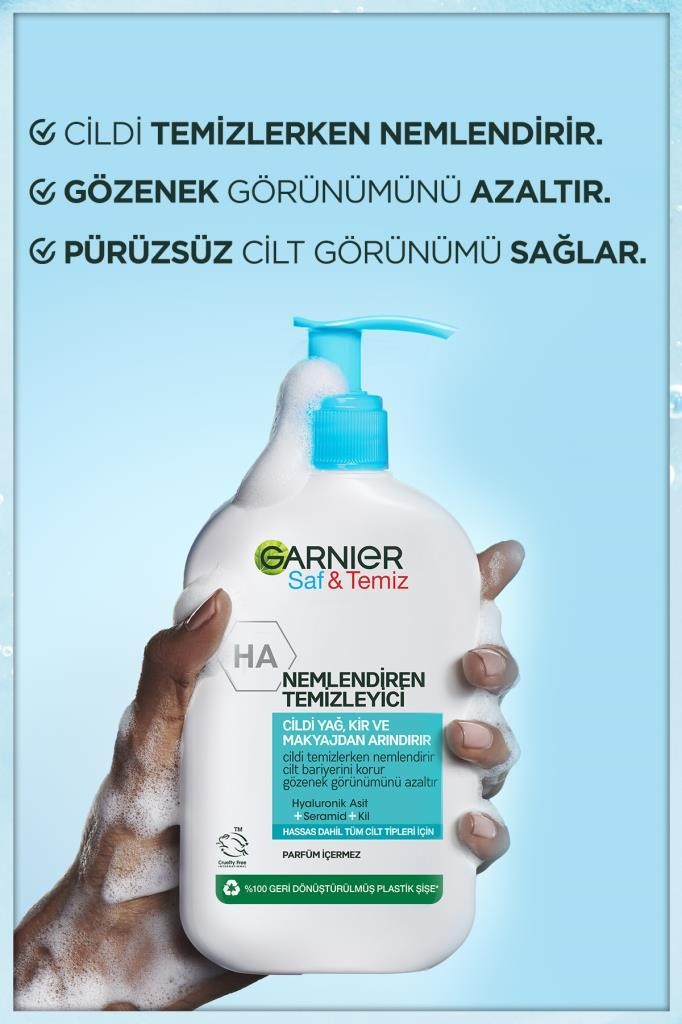 Saf&Temiz Nemlendiren Temizleyici [Hyaluronik Asit + Seramid + Kil] 250 ml