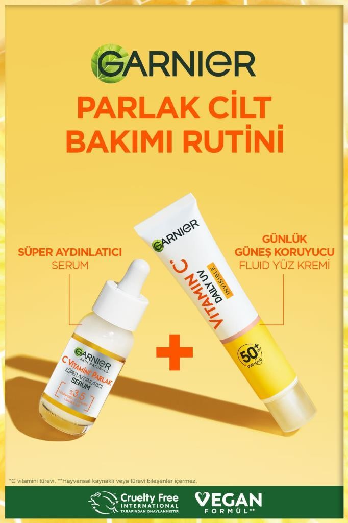 Garnier C Vitamini Günlük Güneş Koruyucu Fluid Yüz Kremi Görünmez Doku SPF50+ 40ml