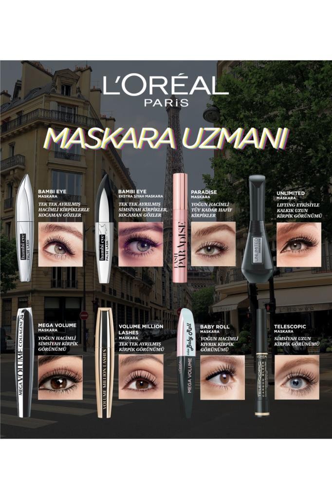 L'Oréal Paris Bambi Eye Extra Black Ceylan Göz Etkili Maskara - Ekstra Siyah