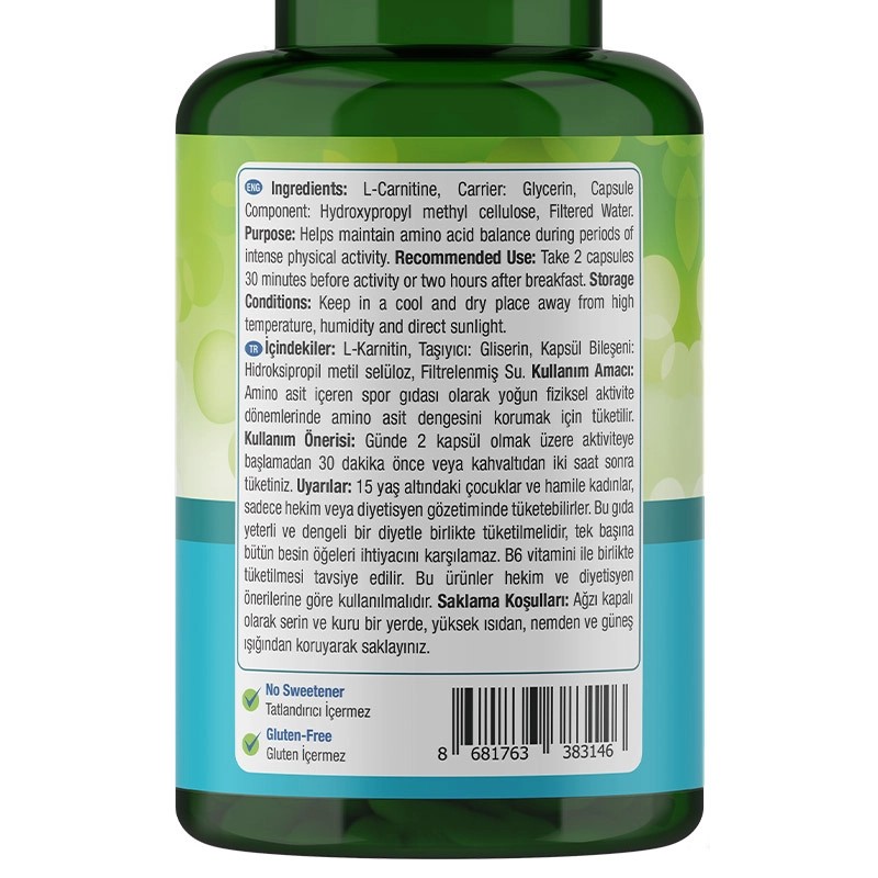 Nature's Supreme L-Carnitine Carnipure 60 Kapsül