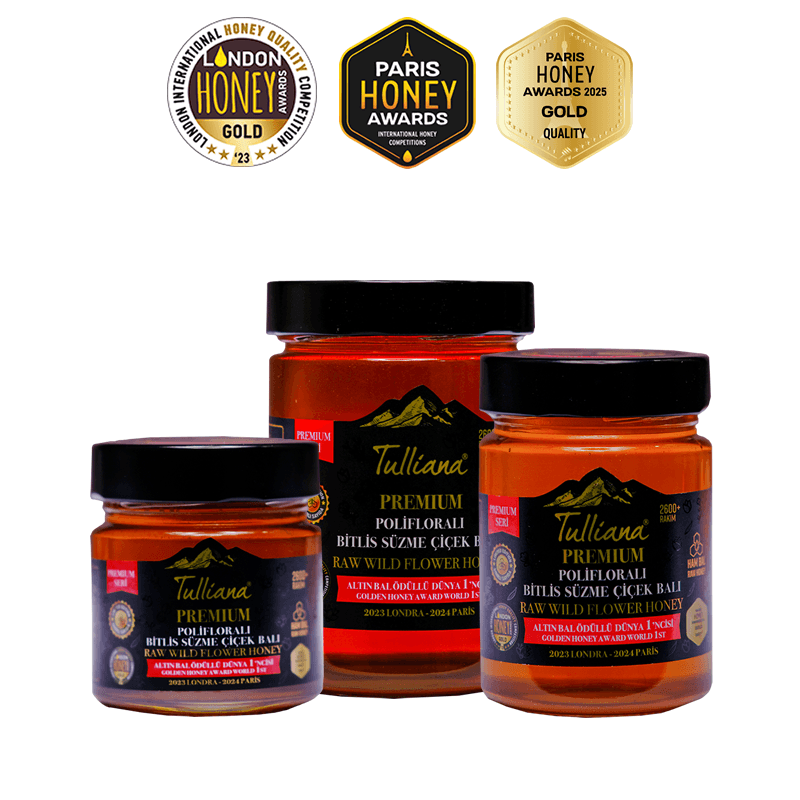 3'lü Premium Seri Polifloralı (Çok Çiçekli) Ham Süzme Çiçek Balı - 850 Gr. - 450 Gr. - 350 Gr.