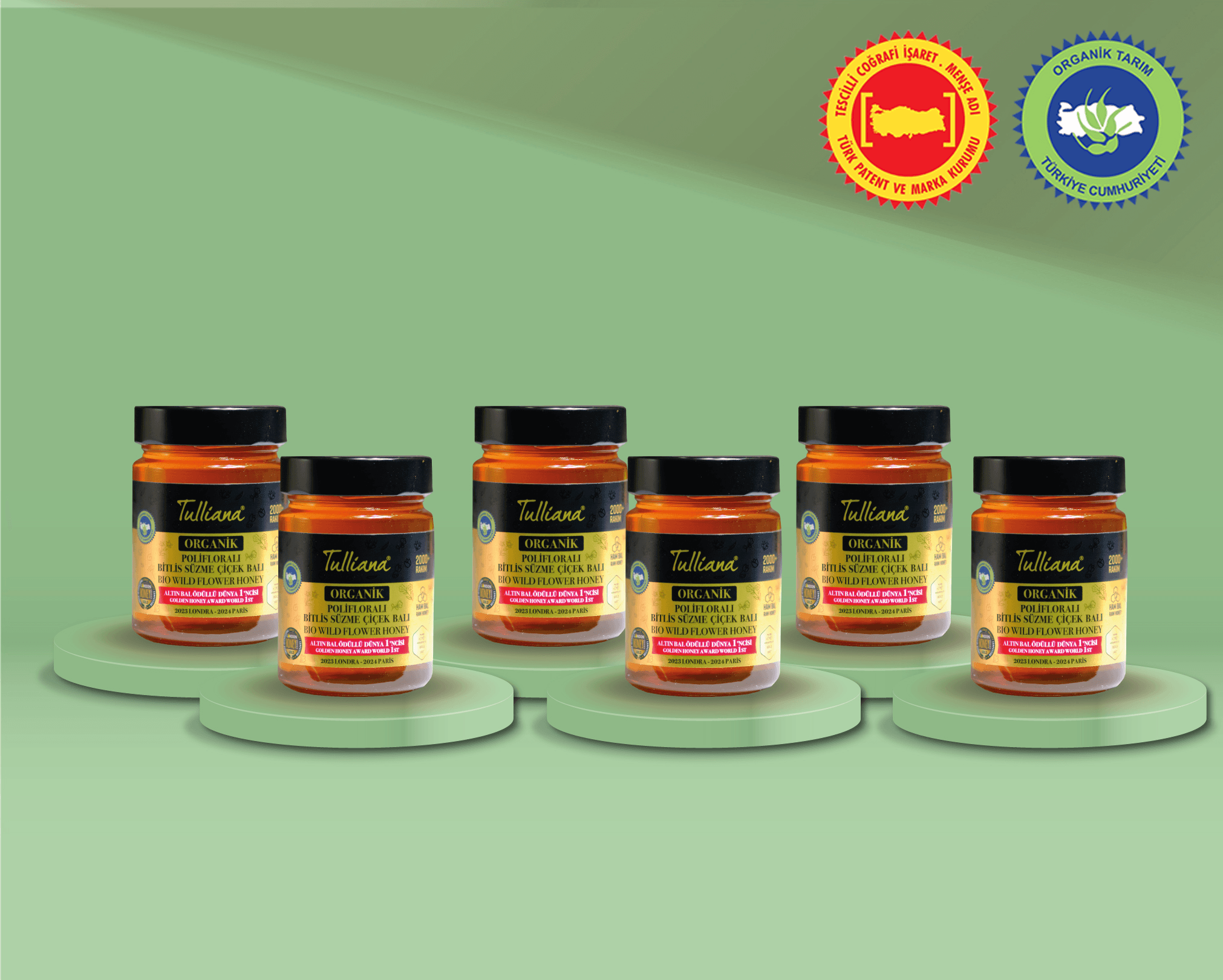 Organik Sertifikalı Polifloralı (Çok Çiçekli) Ham Süzme Çiçek Balı 6x450gr