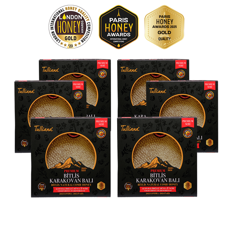 Premium Seri Polifloralı (Çok Çiçekli) Karakovan Bitlis Balı - 6x1 Kg. Kutu