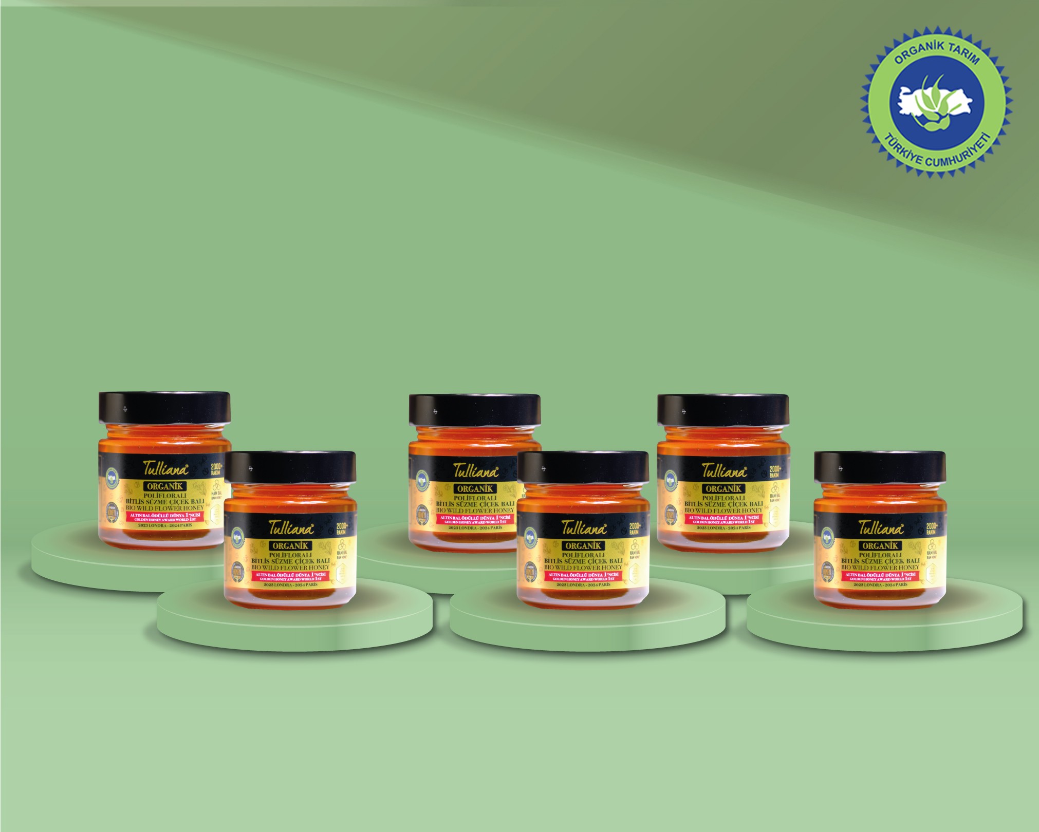 Organik Sertifikalı Polifloralı (Çok Çiçekli) Ham Süzme Çiçek Balı 6x350gr