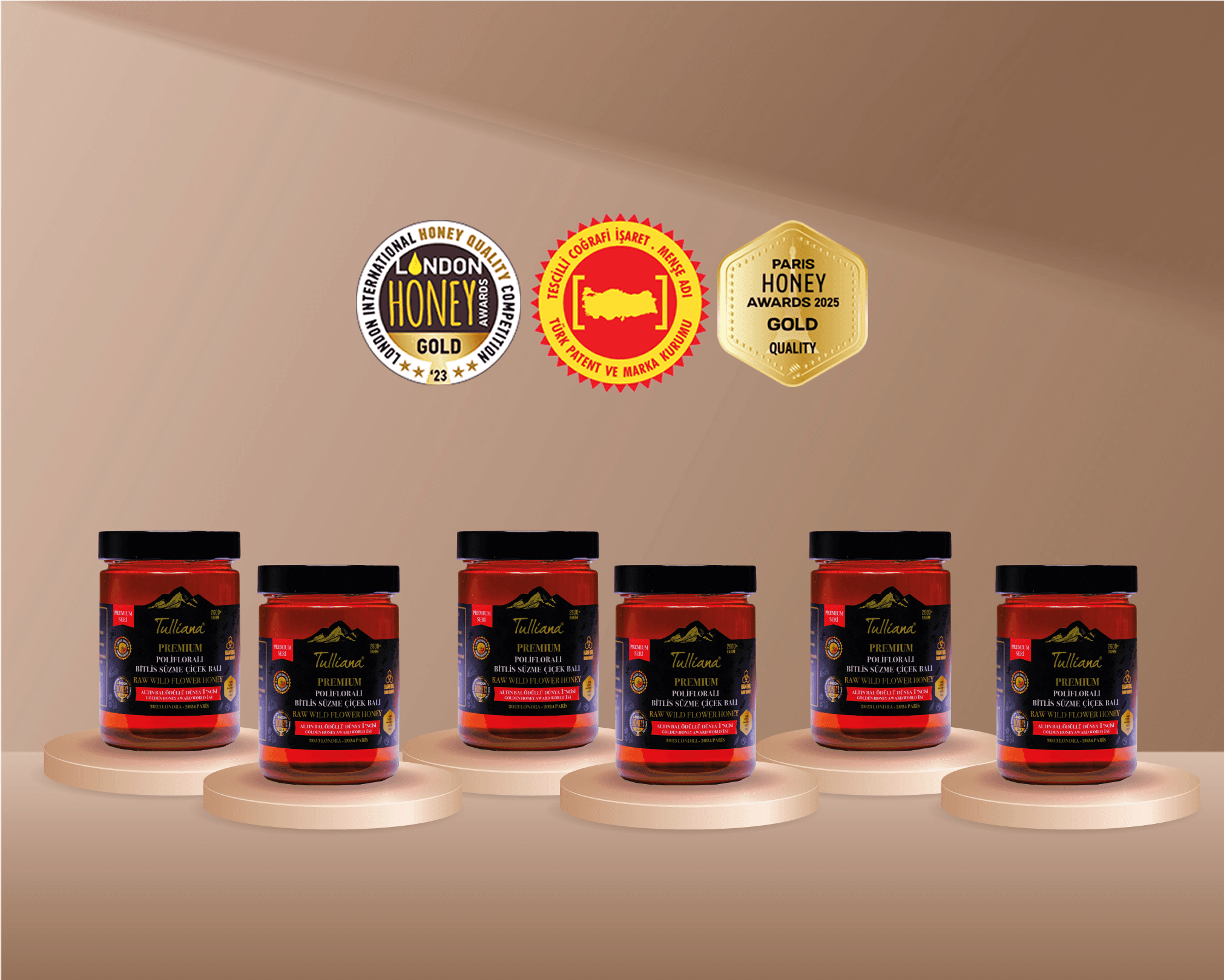 Premium Seri Polifloralı (Çok Çiçekli) Ham Süzme Çiçek Balı 6x850gr