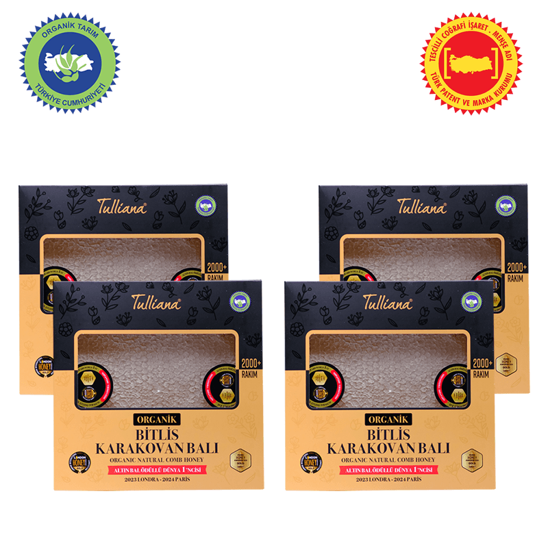 Organik Sertifikalı Polifloralı (Çok Çiçekli) Karakovan Bitlis Balı - 4x1 Kg. Kutu