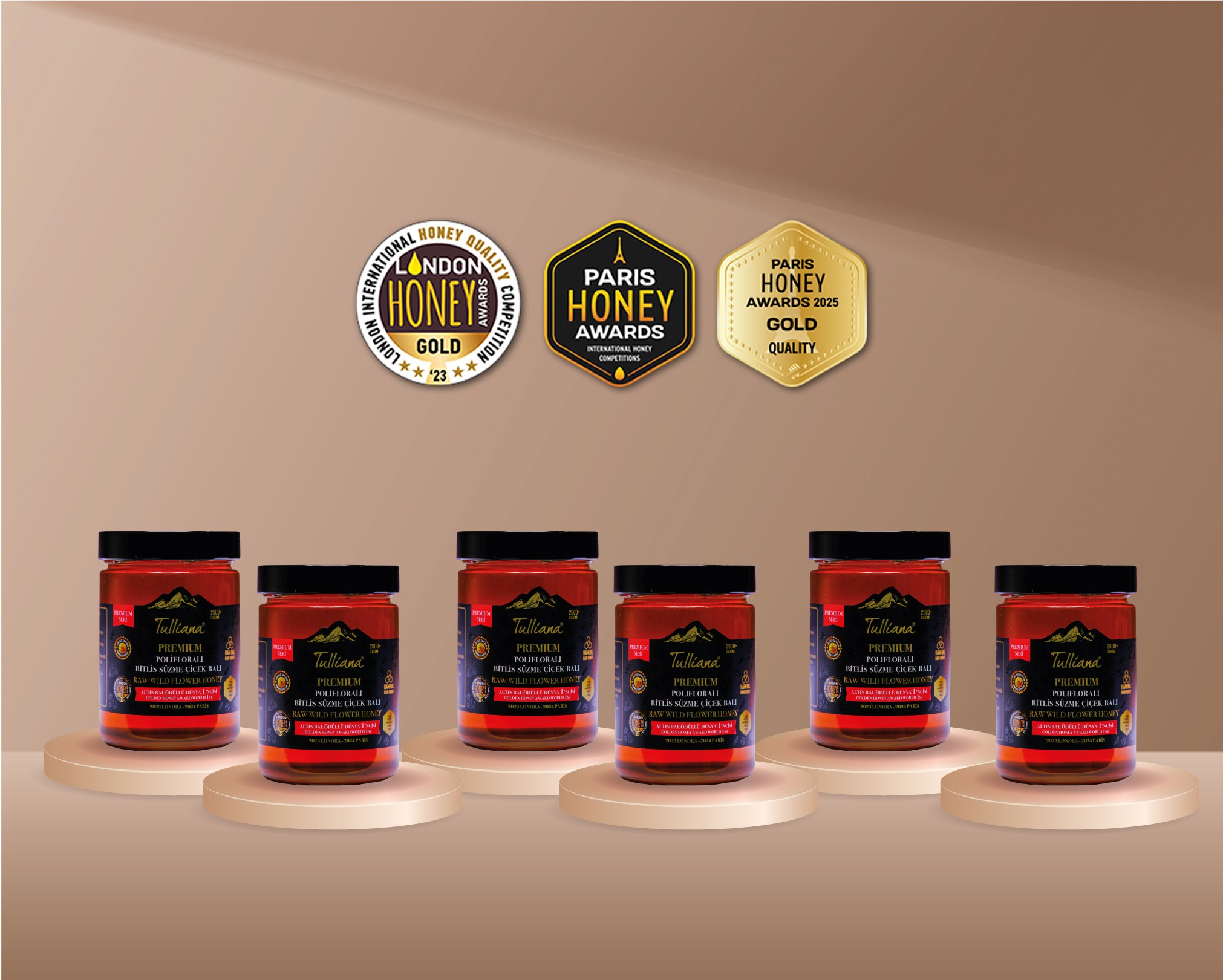 Premium Seri Polifloralı (Çok Çiçekli) Ham Süzme Çiçek Balı 6x850gr
