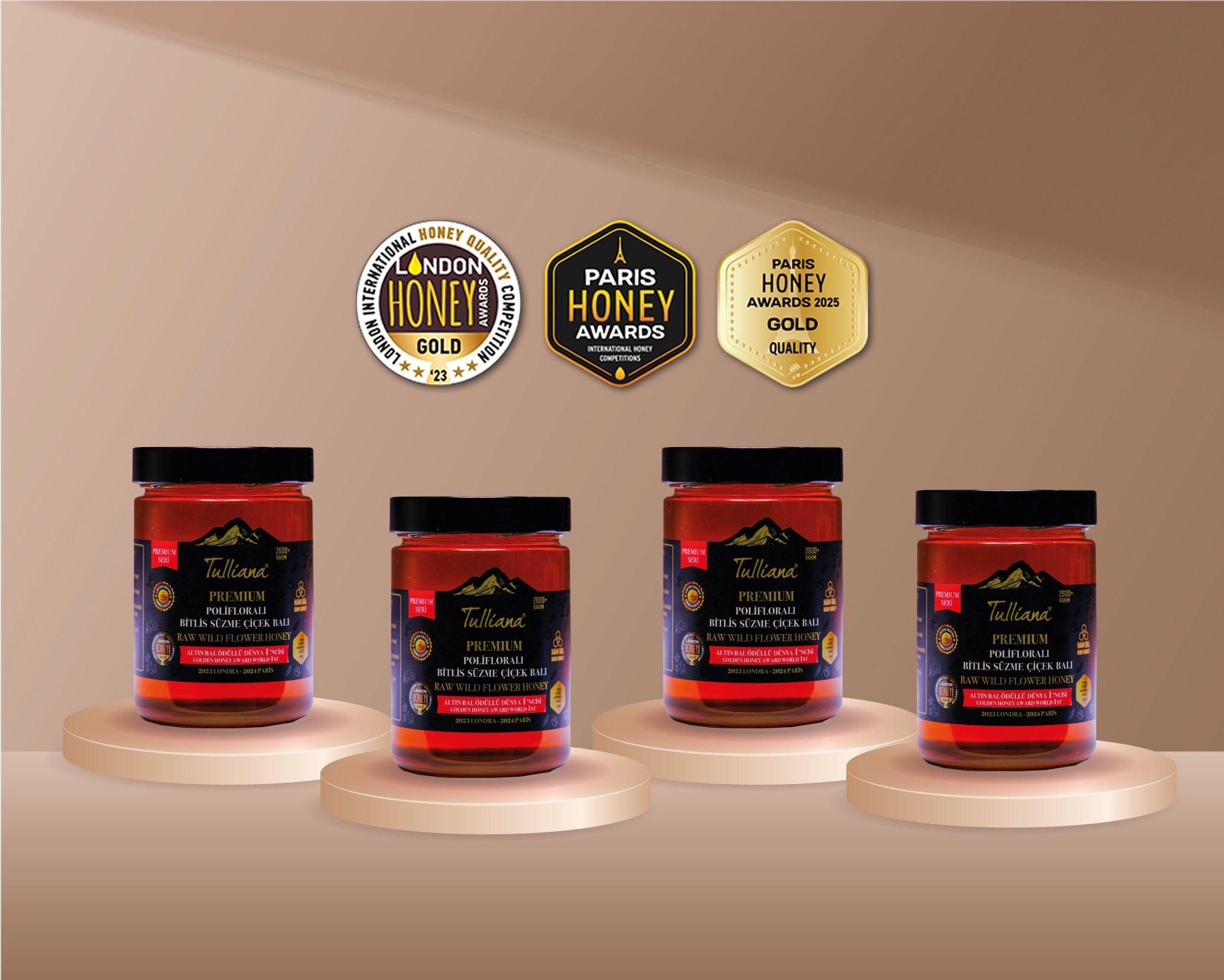 Premium Seri Polifloralı (Çok Çiçekli) Ham Süzme Çiçek Balı 4x850gr