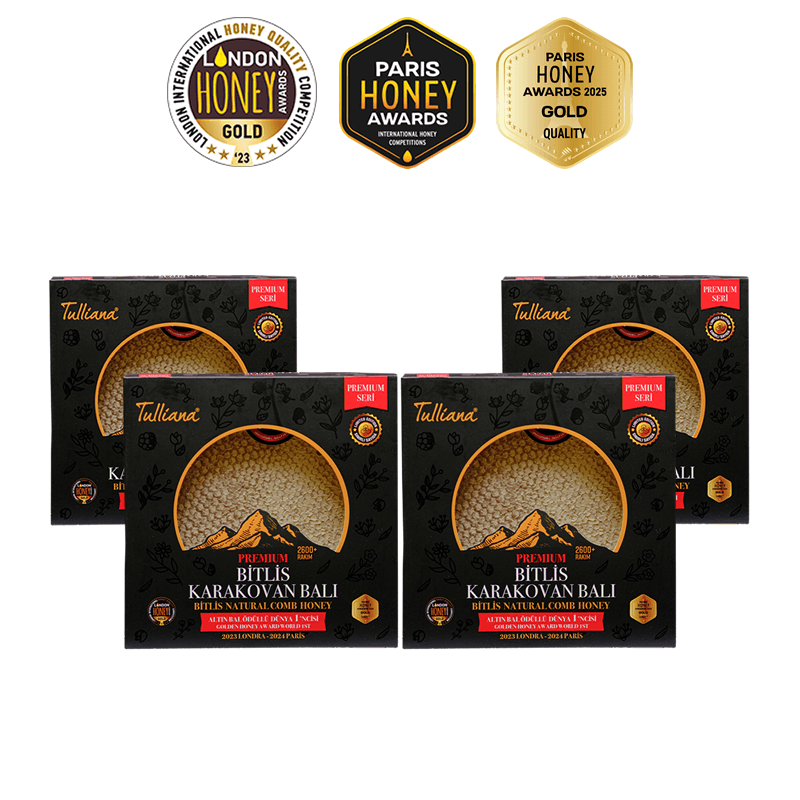 Premium Seri Polifloralı (Çok Çiçekli) Karakovan Bitlis Balı - 4x1 Kg. Kutu