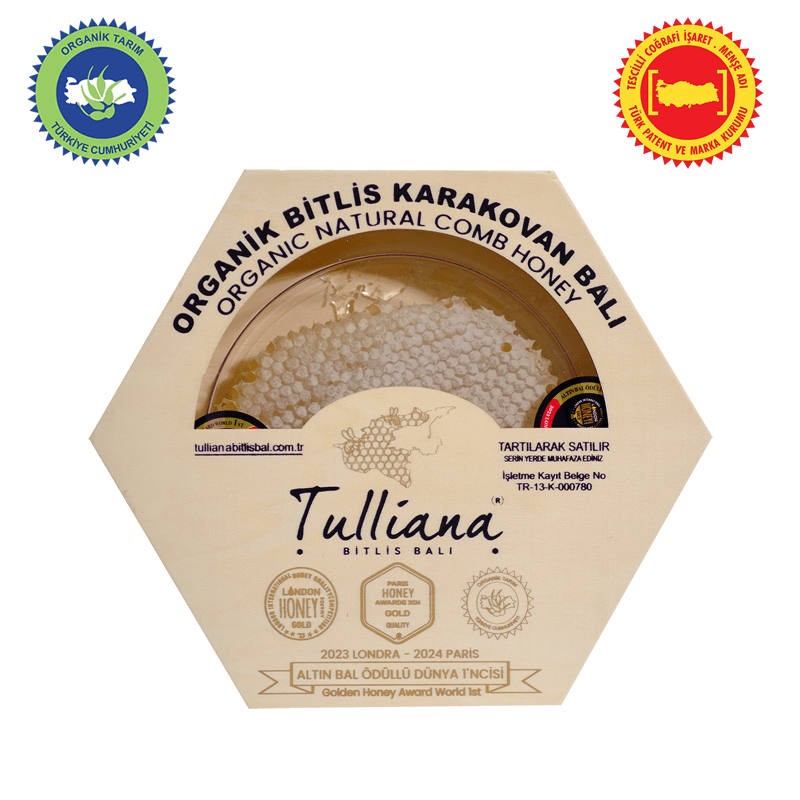Organik Sertifikalı Polifloralı Karakovan Petek Balı - 1 Kg. Ahşap