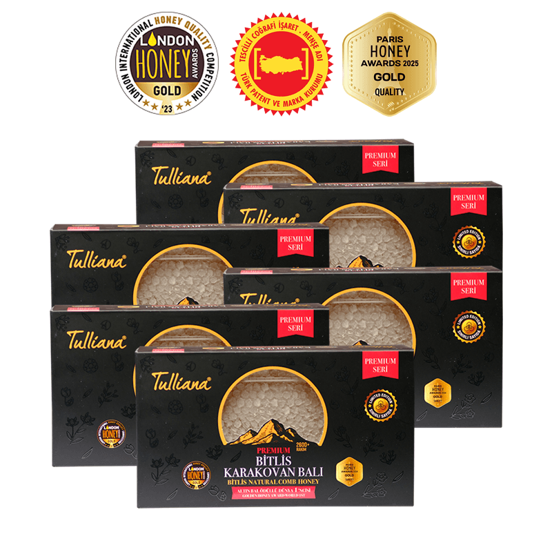 Premium Seri Polifloralı (Çok Çiçekli) Karakovan Bitlis Balı - 6x500 Gr. Kutu