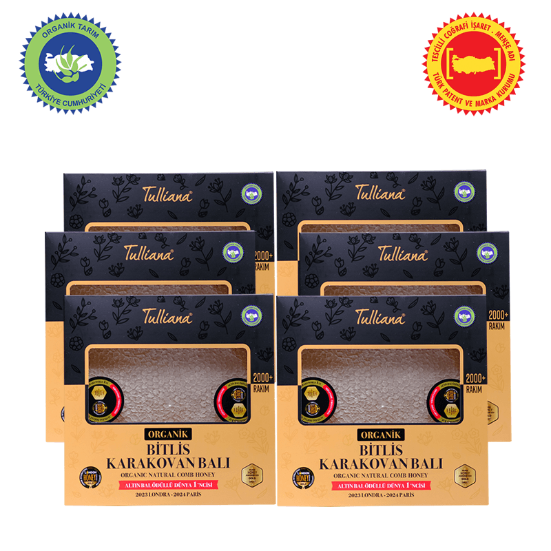 Organik Sertifikalı Polifloralı (Çok Çiçekli) Karakovan Bitlis Balı - 6x1 Kg. Kutu