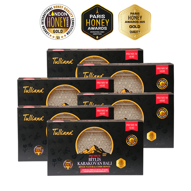 Premium Seri Polifloralı (Çok Çiçekli) Karakovan Bitlis Balı - 6x500 Gr. Kutu