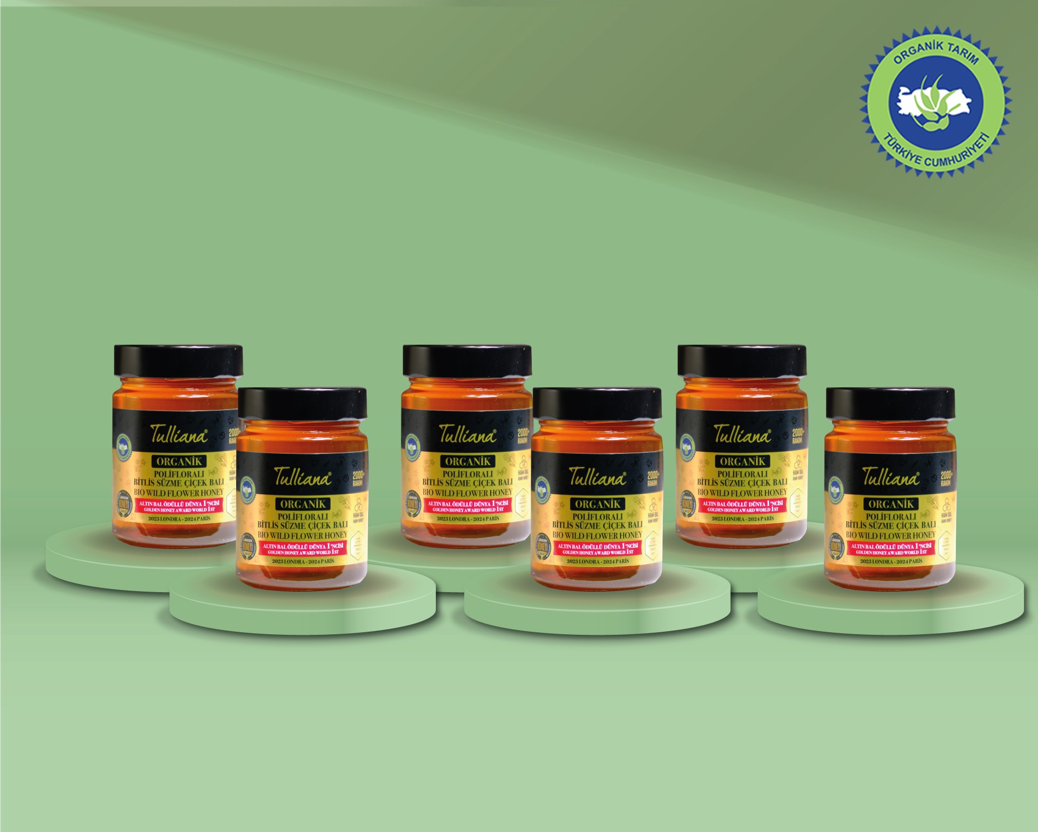 Organik Sertifikalı Polifloralı (Çok Çiçekli) Ham Süzme Çiçek Balı 6x450gr