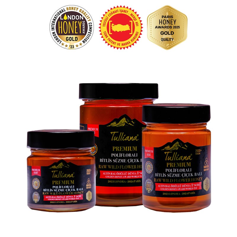 3'lü Premium Seri Polifloralı (Çok Çiçekli) Ham Süzme Çiçek Balı - 850 Gr. - 450 Gr. - 350 Gr.