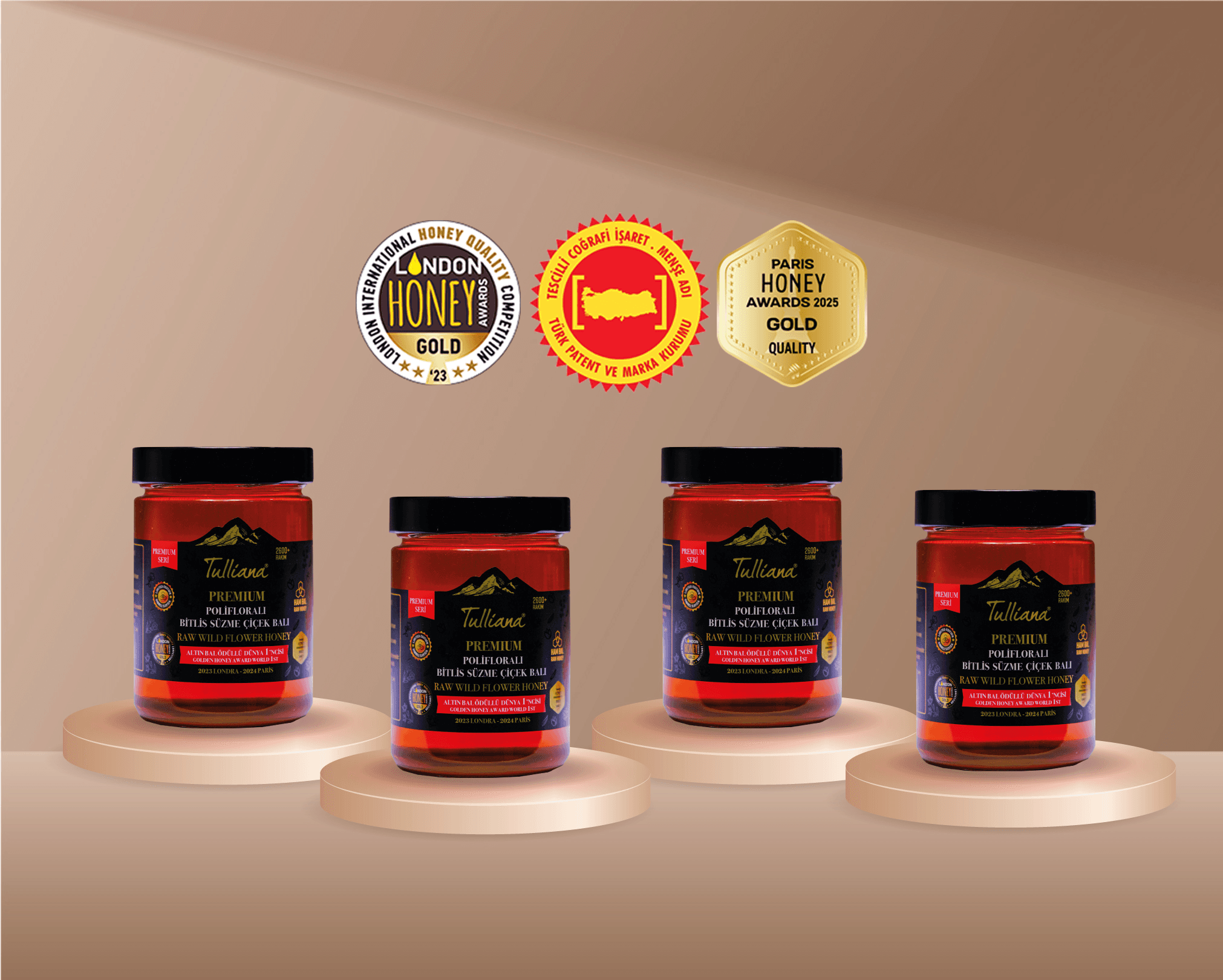 Premium Seri Polifloralı (Çok Çiçekli) Ham Süzme Çiçek Balı 4x850gr