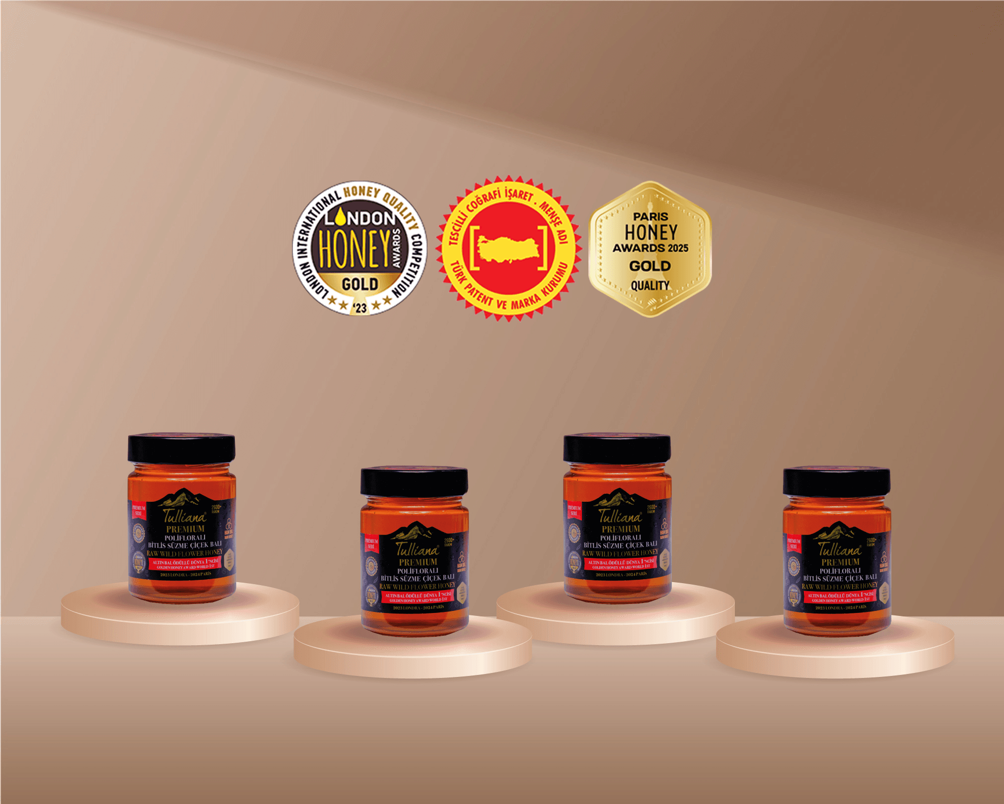 Premium Seri Polifloralı (Çok Çiçekli) Ham Süzme Çiçek Balı 4x450gr