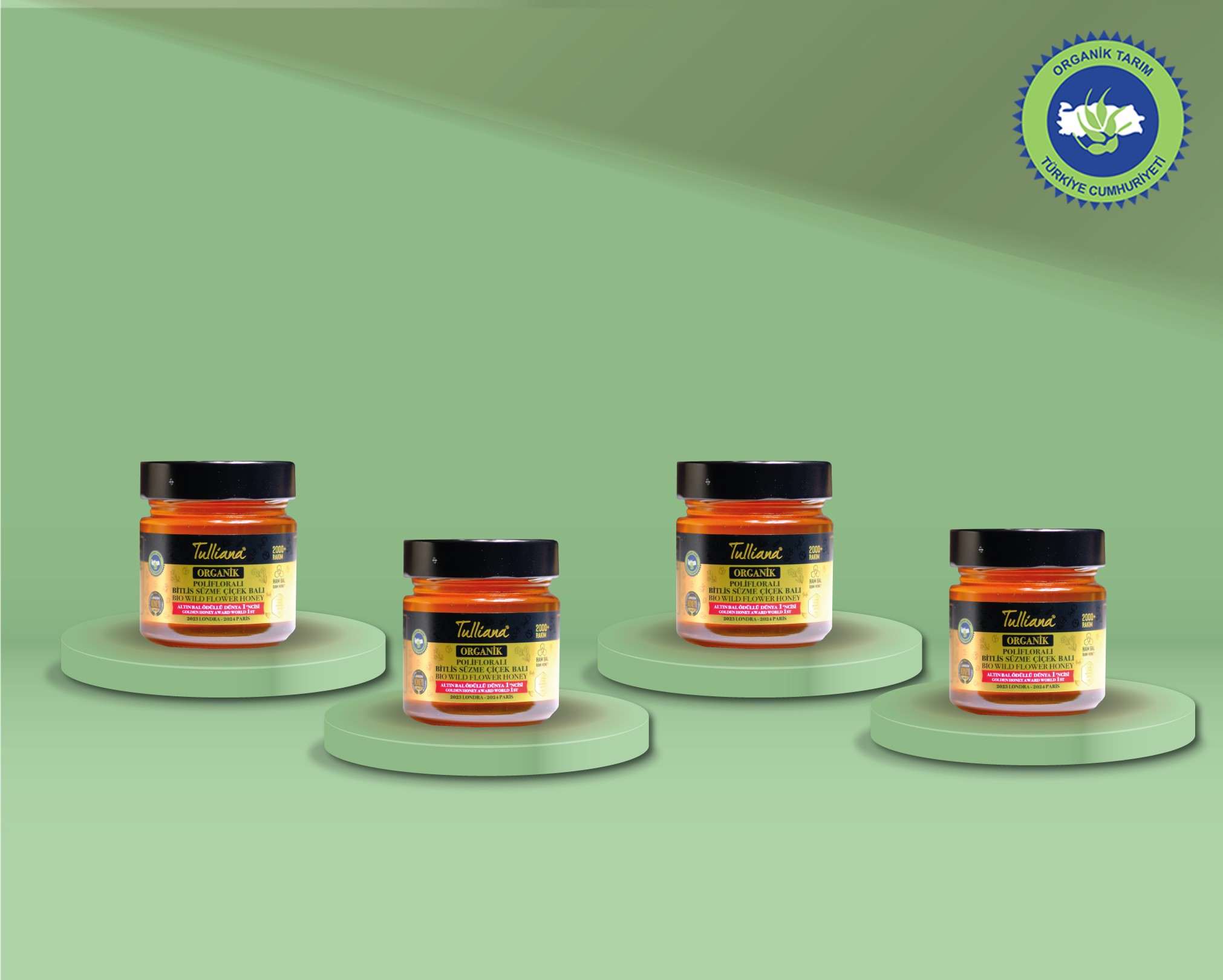 Organik Sertifikalı Polifloralı (Çok Çiçekli) Ham Süzme Çiçek Balı 4x350gr
