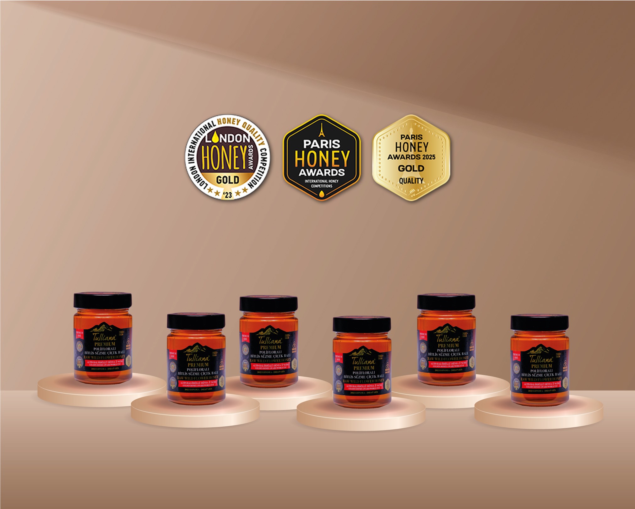 Premium Seri Polifloralı (Çok Çiçekli) Ham Süzme Çiçek Balı 6x450gr