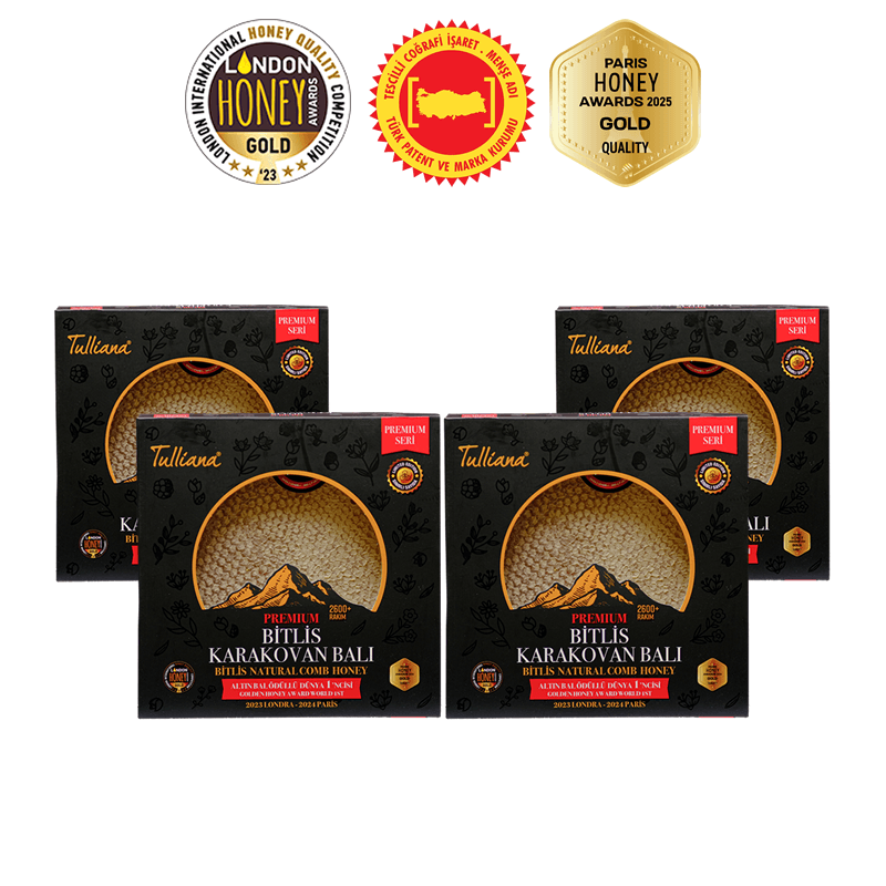 Premium Seri Polifloralı (Çok Çiçekli) Karakovan Bitlis Balı - 4x1 Kg. Kutu
