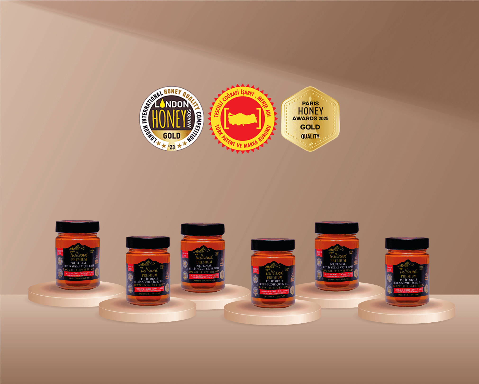 Premium Seri Polifloralı (Çok Çiçekli) Ham Süzme Çiçek Balı 6x450gr