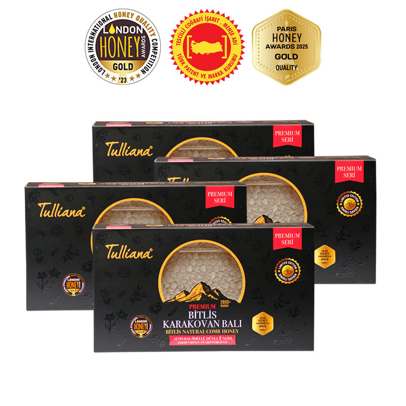 Premium Seri Polifloralı (Çok Çiçekli) Karakovan Bitlis Balı - 4x500 Gr. Kutu
