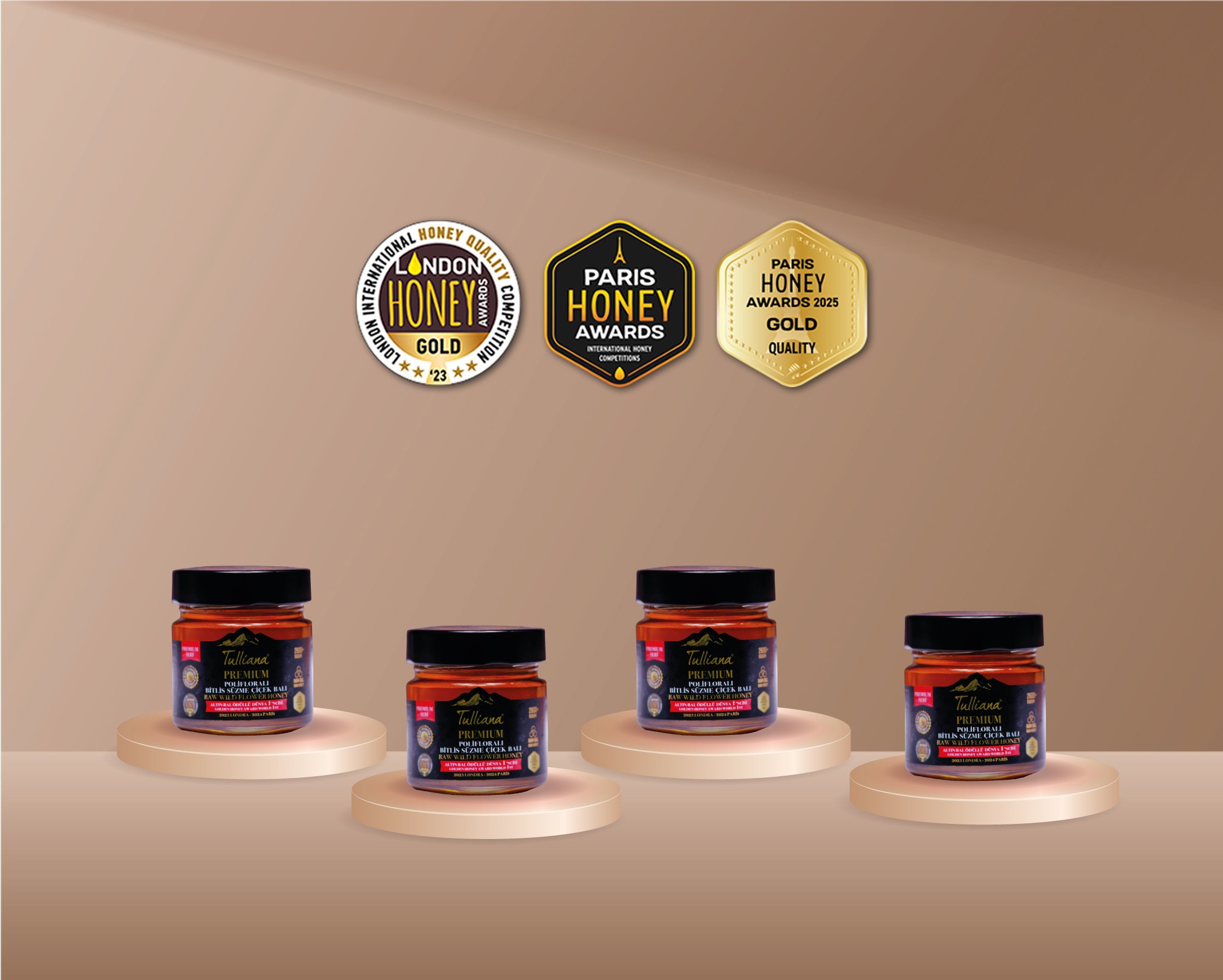 Premium Seri Polifloralı (Çok Çiçekli) Ham Süzme Çiçek Balı 4x350gr