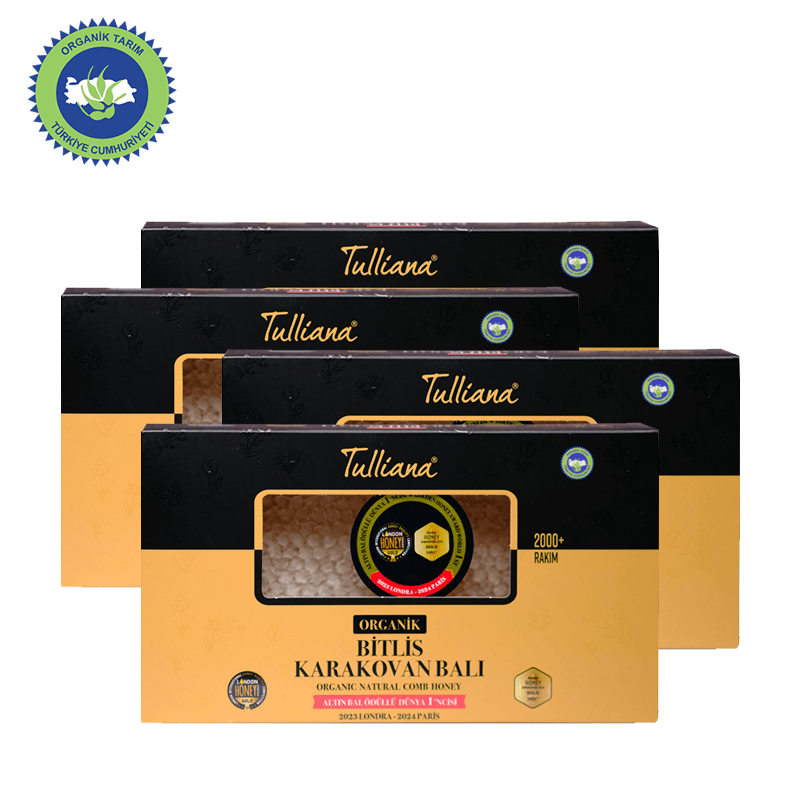 Organik Sertifikalı Polifloralı (Çok Çiçekli) Karakovan Bitlis Balı - 4x500 Gr. Kutu