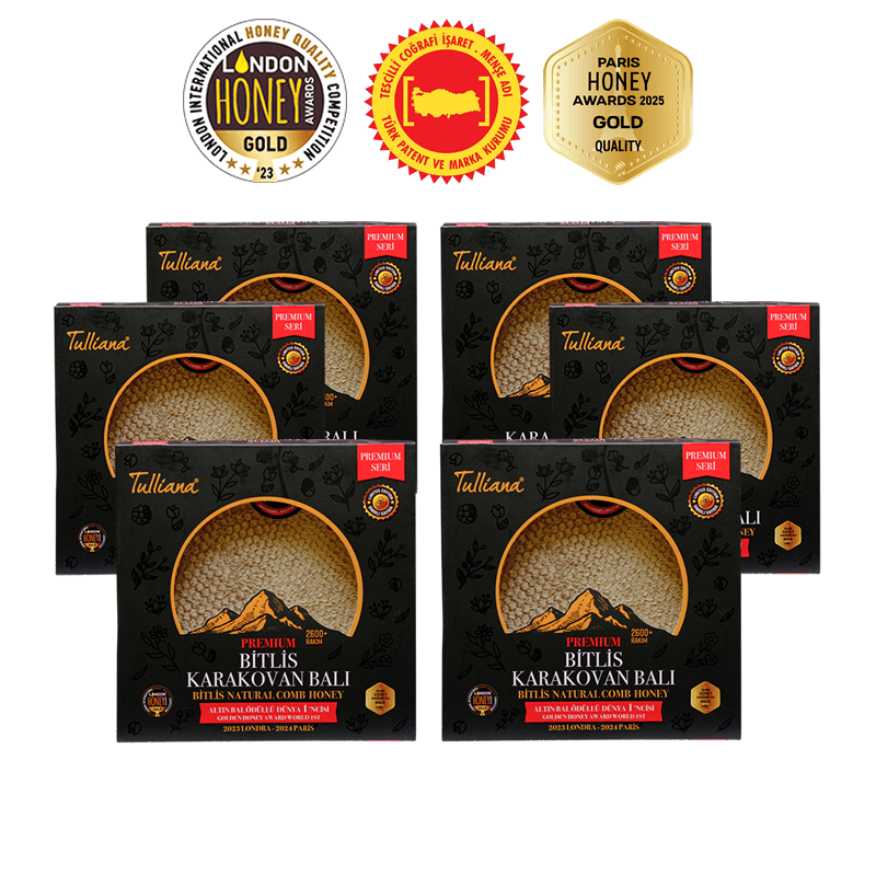 Premium Seri Polifloralı (Çok Çiçekli) Karakovan Bitlis Balı - 6x1 Kg. Kutu