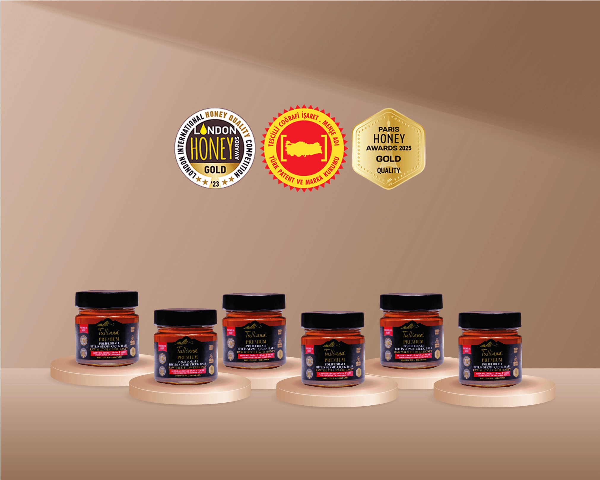 Premium Seri Polifloralı (Çok Çiçekli) Ham Süzme Çiçek Balı 6x350gr