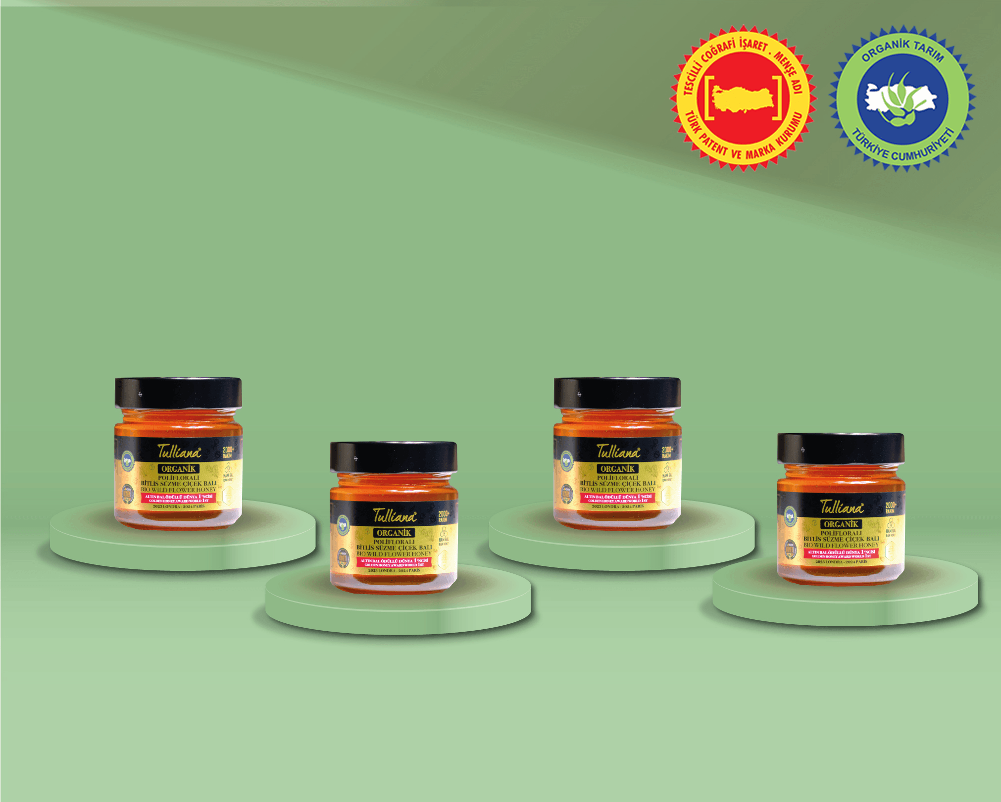 Organik Sertifikalı Polifloralı (Çok Çiçekli) Ham Süzme Çiçek Balı 4x350gr