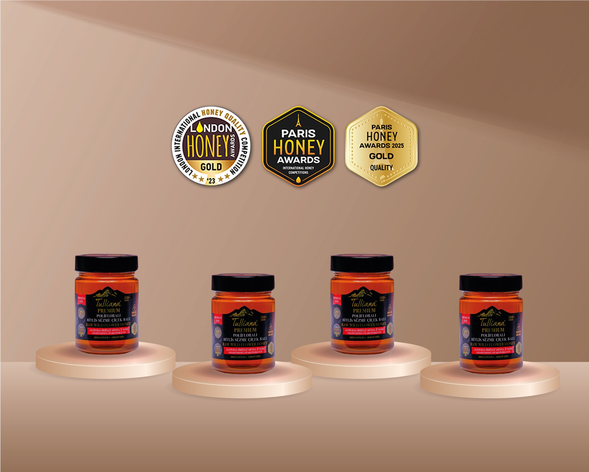 Premium Seri Polifloralı (Çok Çiçekli) Ham Süzme Çiçek Balı 4x450gr