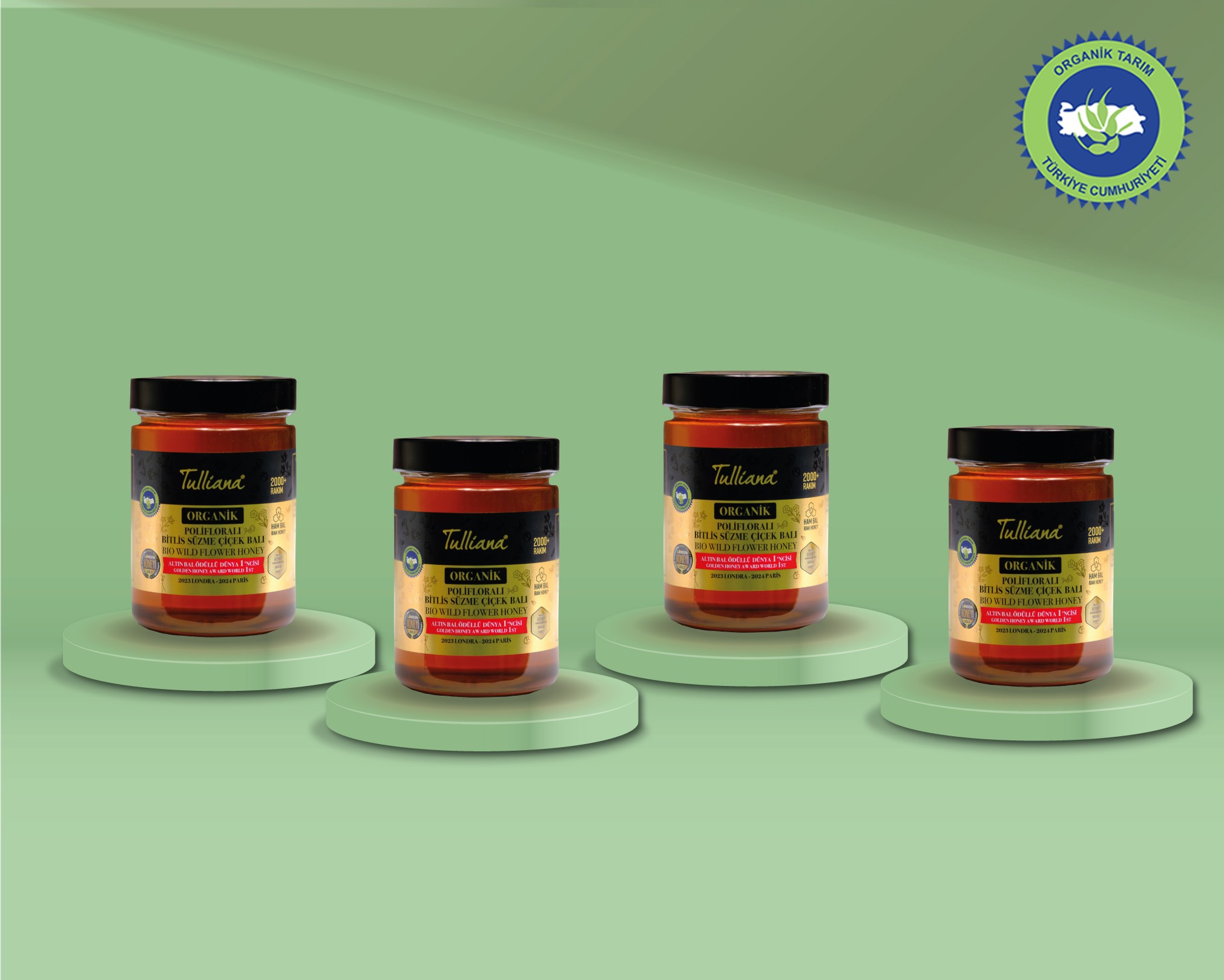 Organik Sertifikalı Polifloralı (Çok Çiçekli) Ham Süzme Çiçek Balı 4x850gr