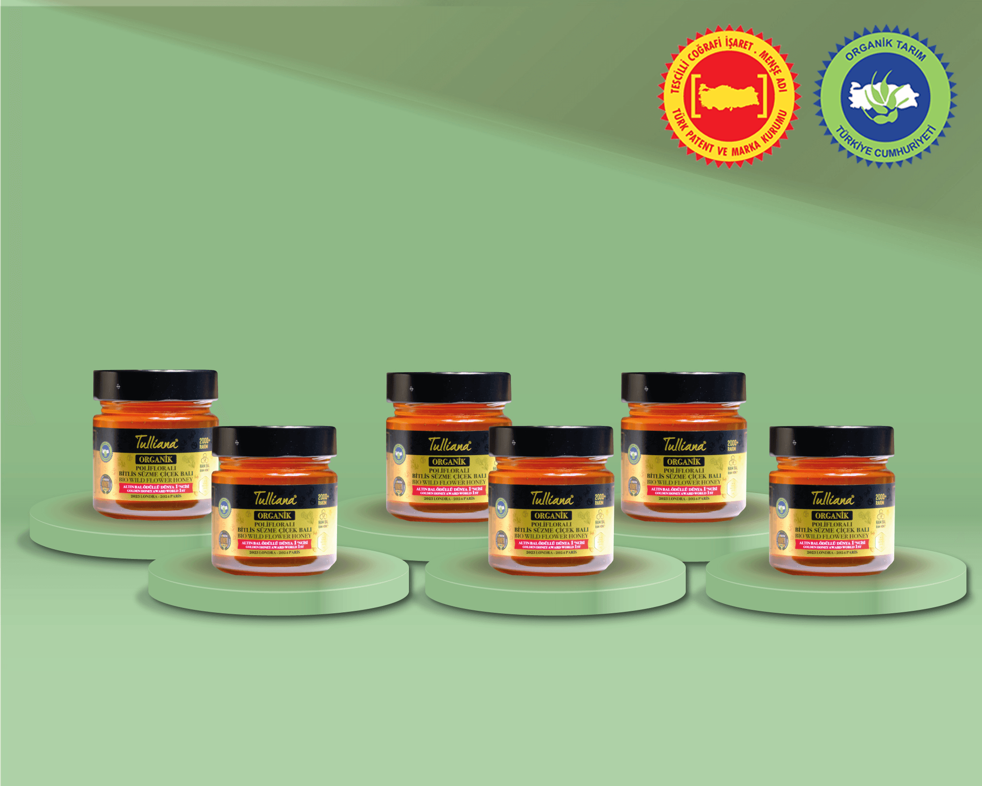 Organik Sertifikalı Polifloralı (Çok Çiçekli) Ham Süzme Çiçek Balı 6x350gr