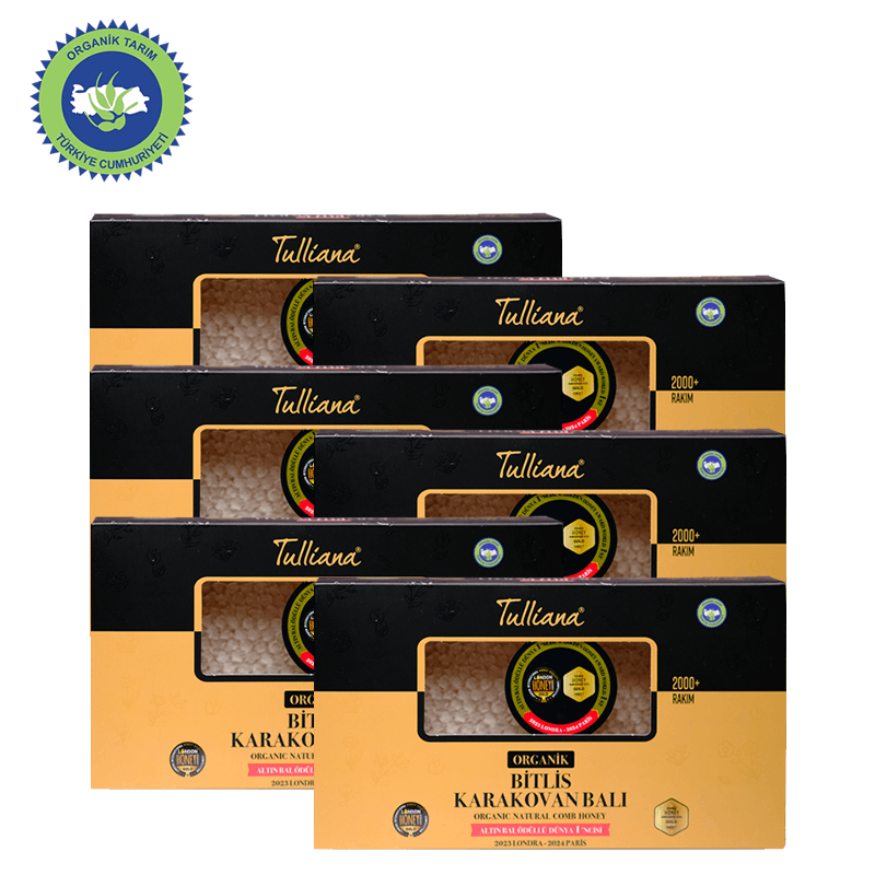 Organik Sertifikalı Polifloralı (Çok Çiçekli) Karakovan Bitlis Balı - 6x500 Gr. Kutu
