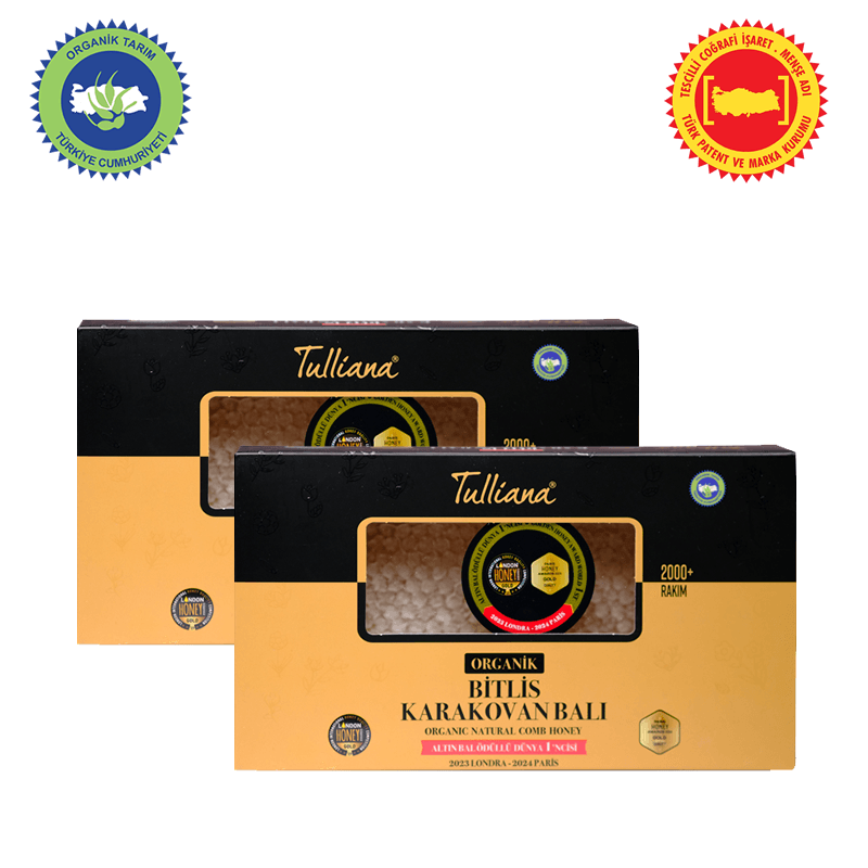Organik Sertifikalı Polifloralı (Çok Çiçekli) Karakovan Bitlis Balı - 2x500 Gr. Kutu