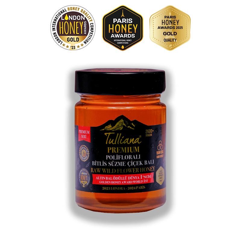 Premium Seri Polifloralı (Çok Çiçekli) Ham Süzme Çiçek Balı - 450 Gr.