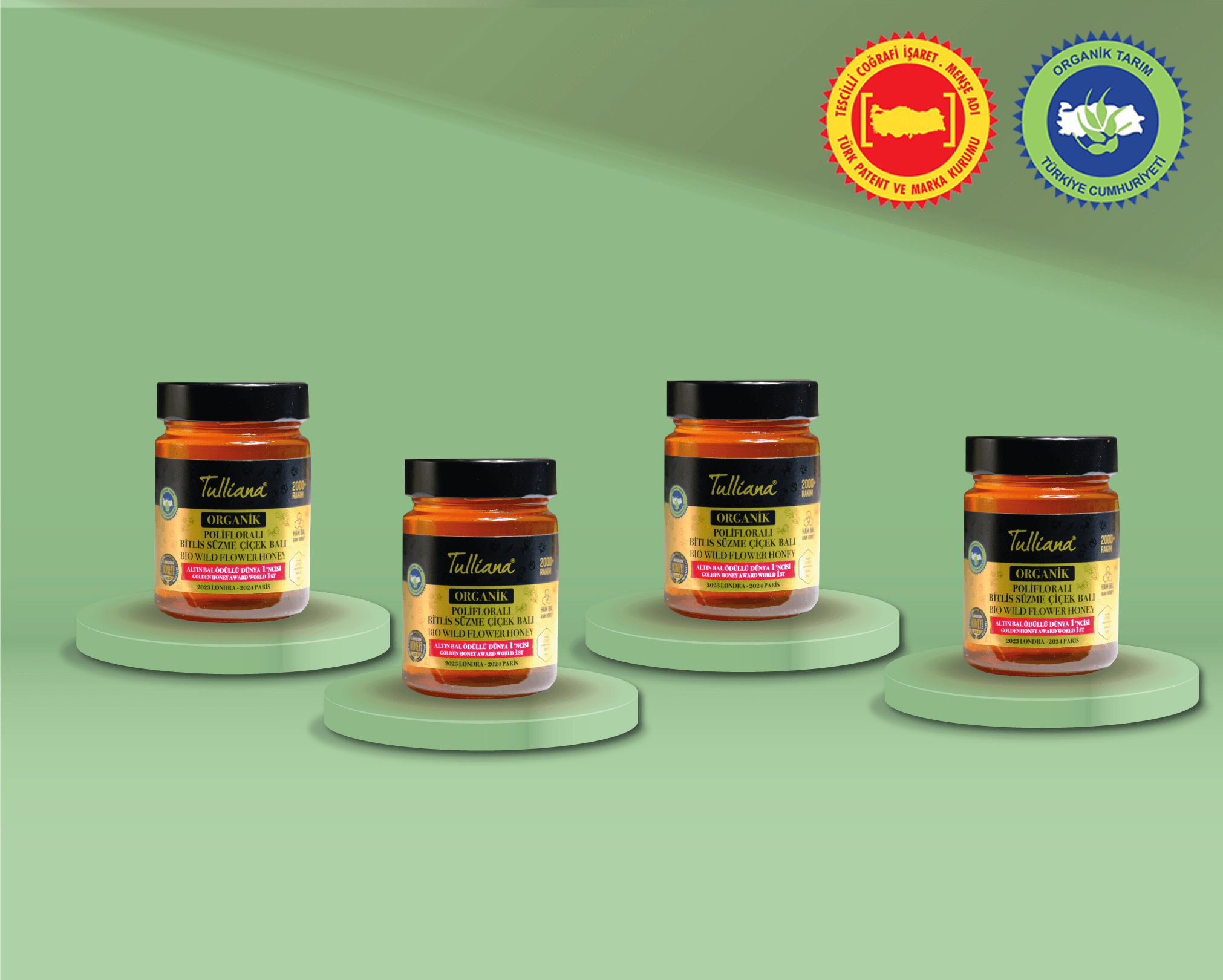 Organik Sertifikalı Polifloralı (Çok Çiçekli) Ham Süzme Çiçek Balı 4x450gr