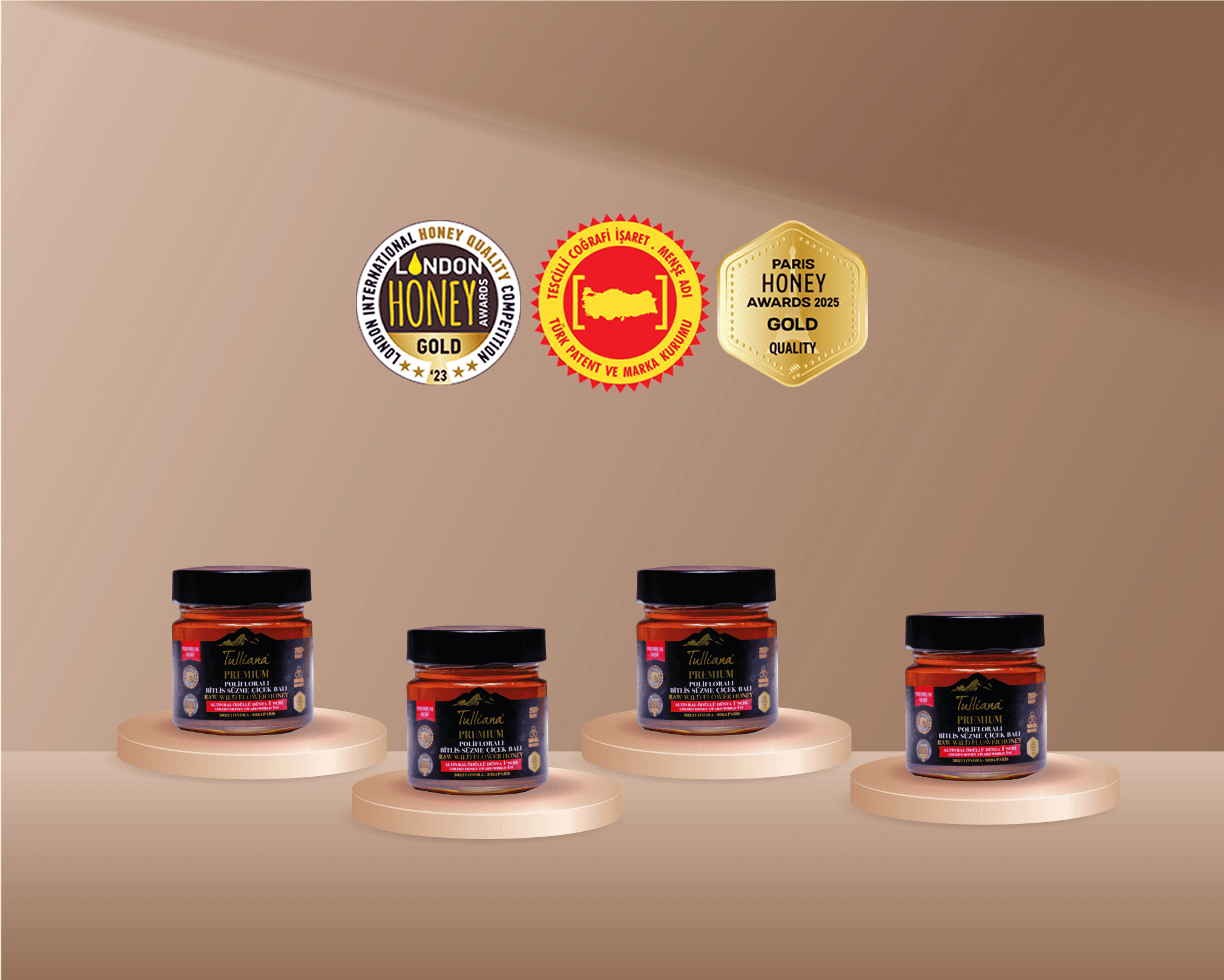 Premium Seri Polifloralı (Çok Çiçekli) Ham Süzme Çiçek Balı 4x350gr