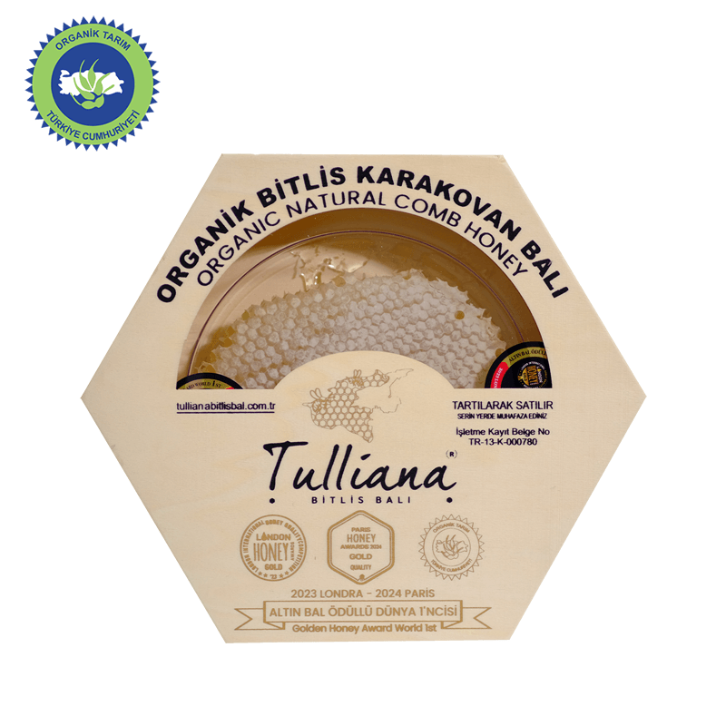 Organik Sertifikalı Polifloralı Karakovan Petek Balı - 1 Kg. Ahşap