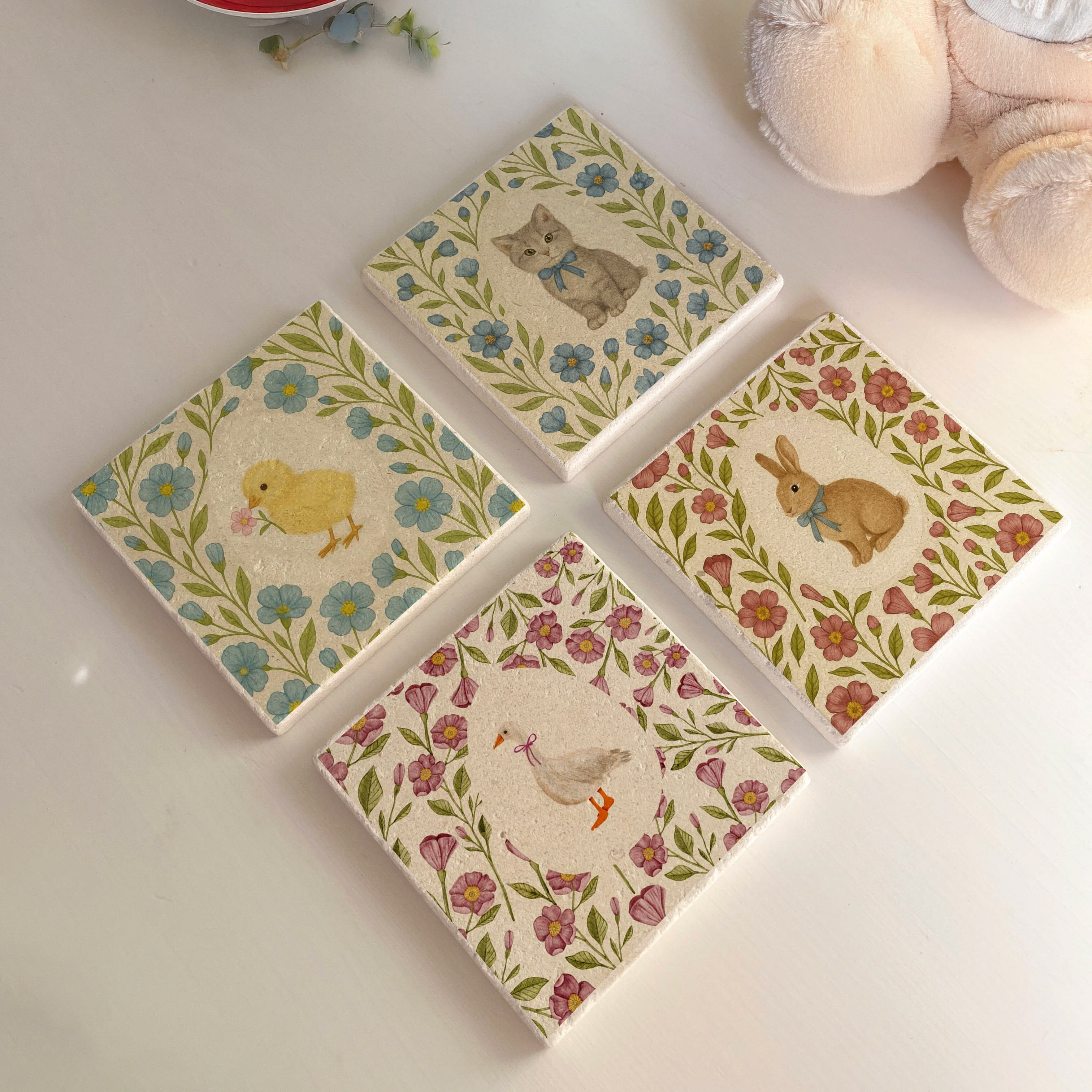 Bebek Hayvanlar Pastel Çiçekli Bebek Hediyeliği, Doğum Günü Hediyeliği 20 adet