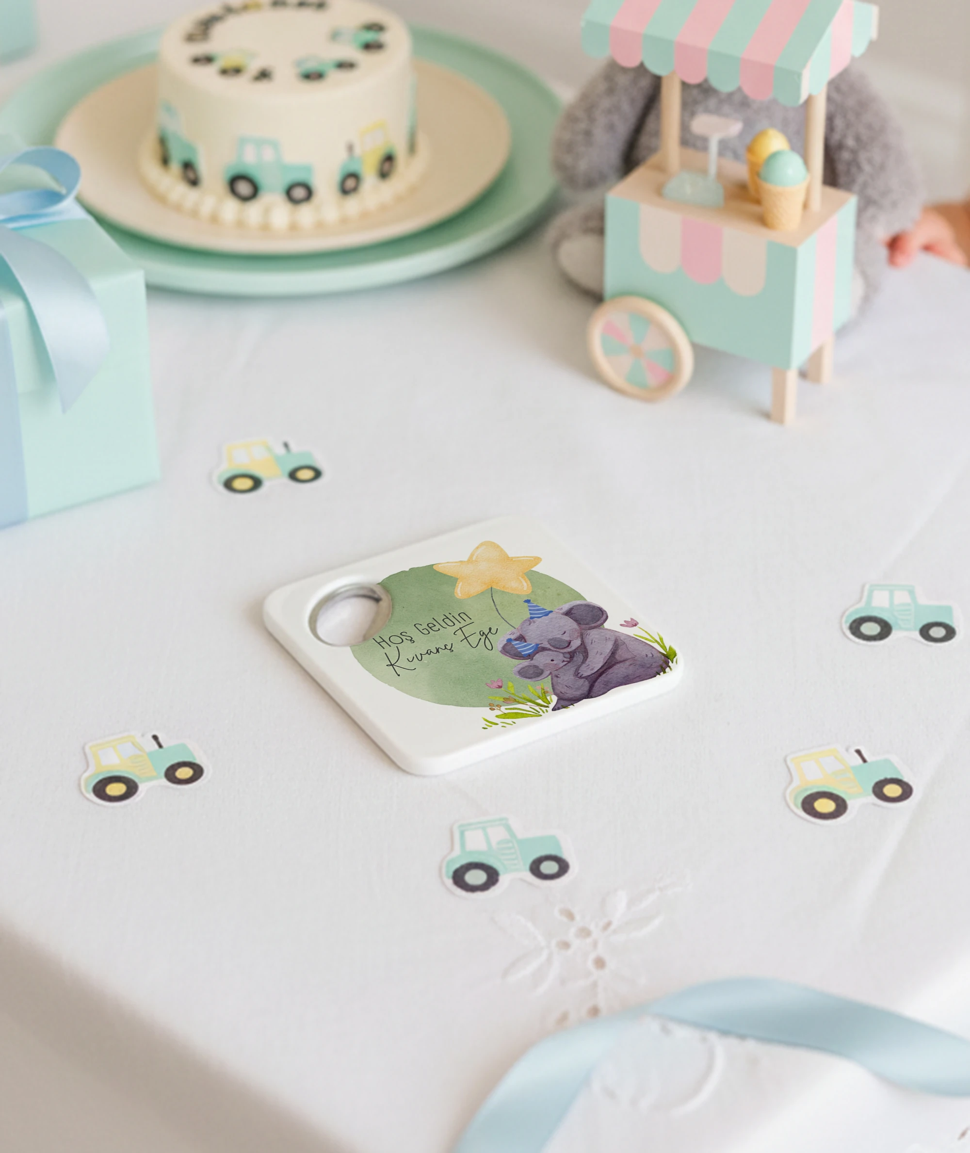 Koala Temalı Hoş Geldin Bebek Tasarım Doğal Taş Magnet Açacak & Bardak Altlığı 20 Adet