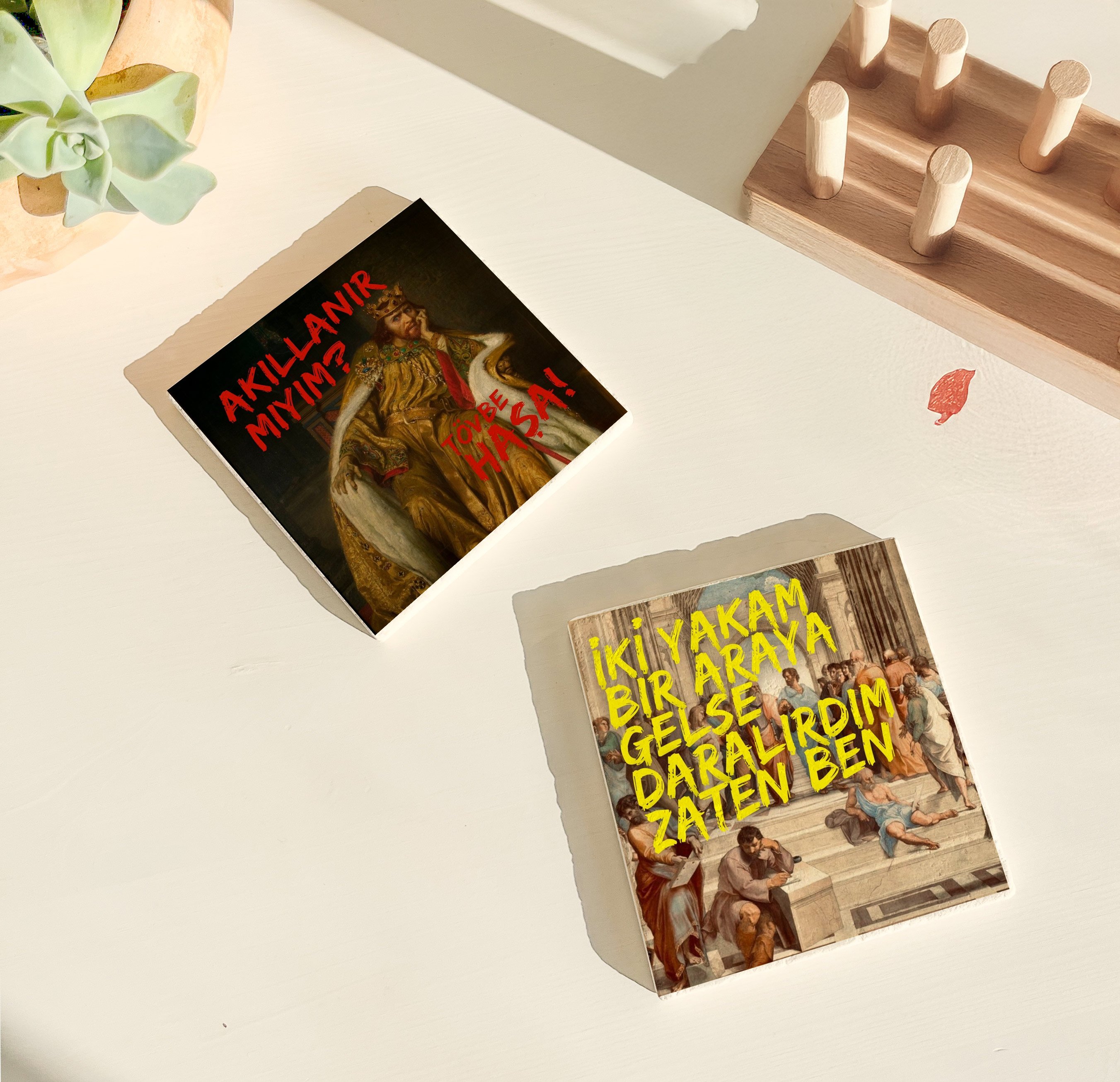 Replik ve Sanat Eseri Doğal Taş Bardak Altlığı, Dekoratif Altlık, Prens Gibi Dizi