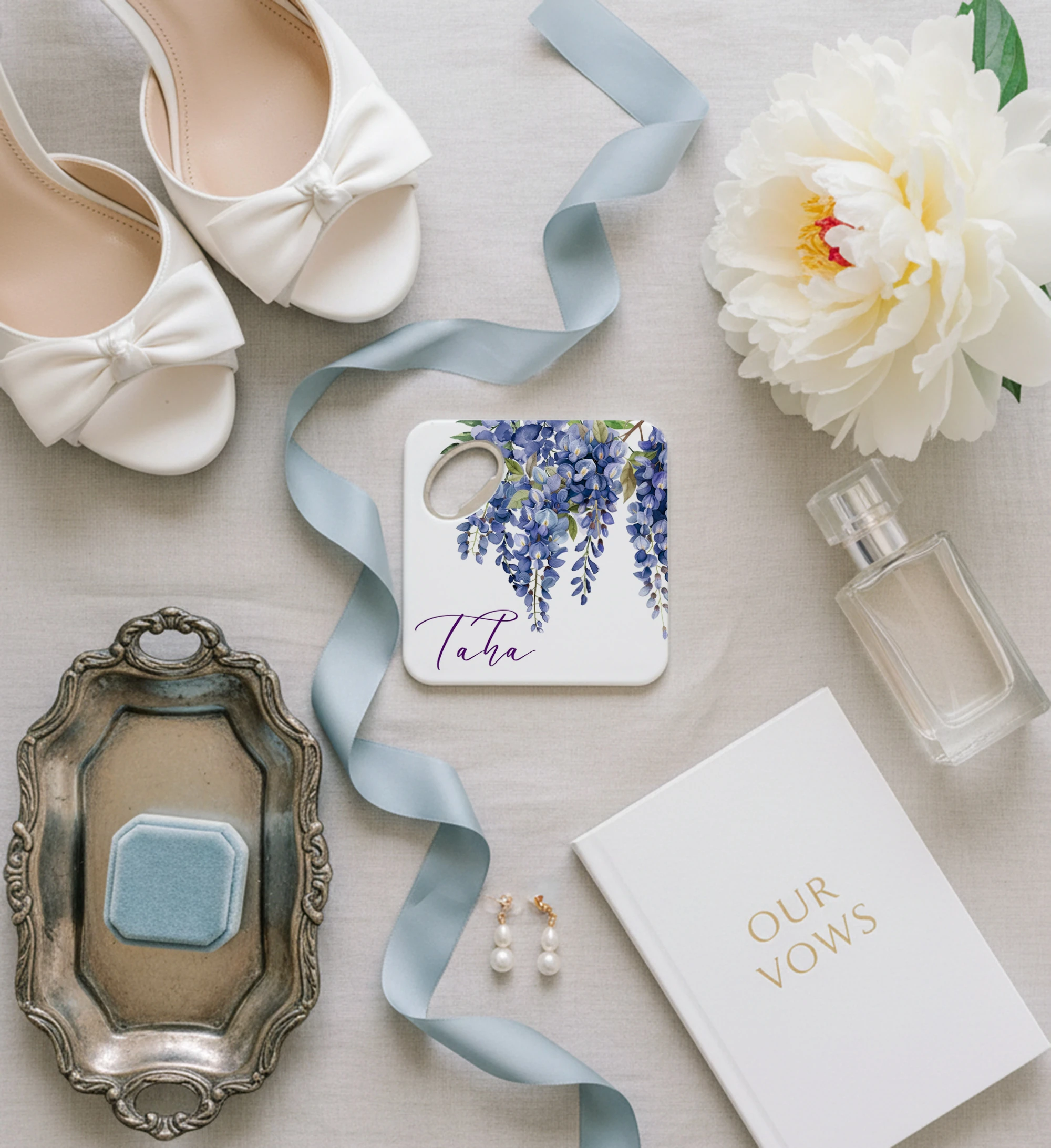 Mor çiçek desenli kişiye özel magnet açacak bardak altlığı düğün nişan bebek hediyelik 20 adet