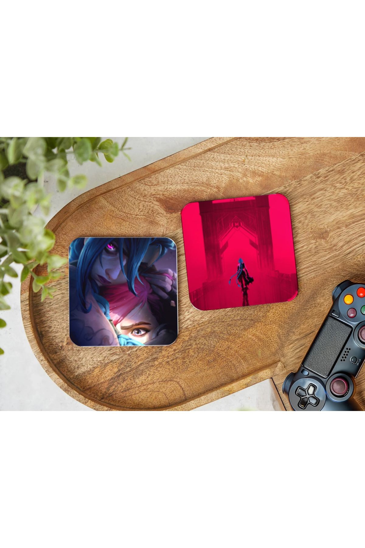 Atölye Arcane Esintili Ahşap Bardak Altlığı 4’lü Set (10x10 cm)