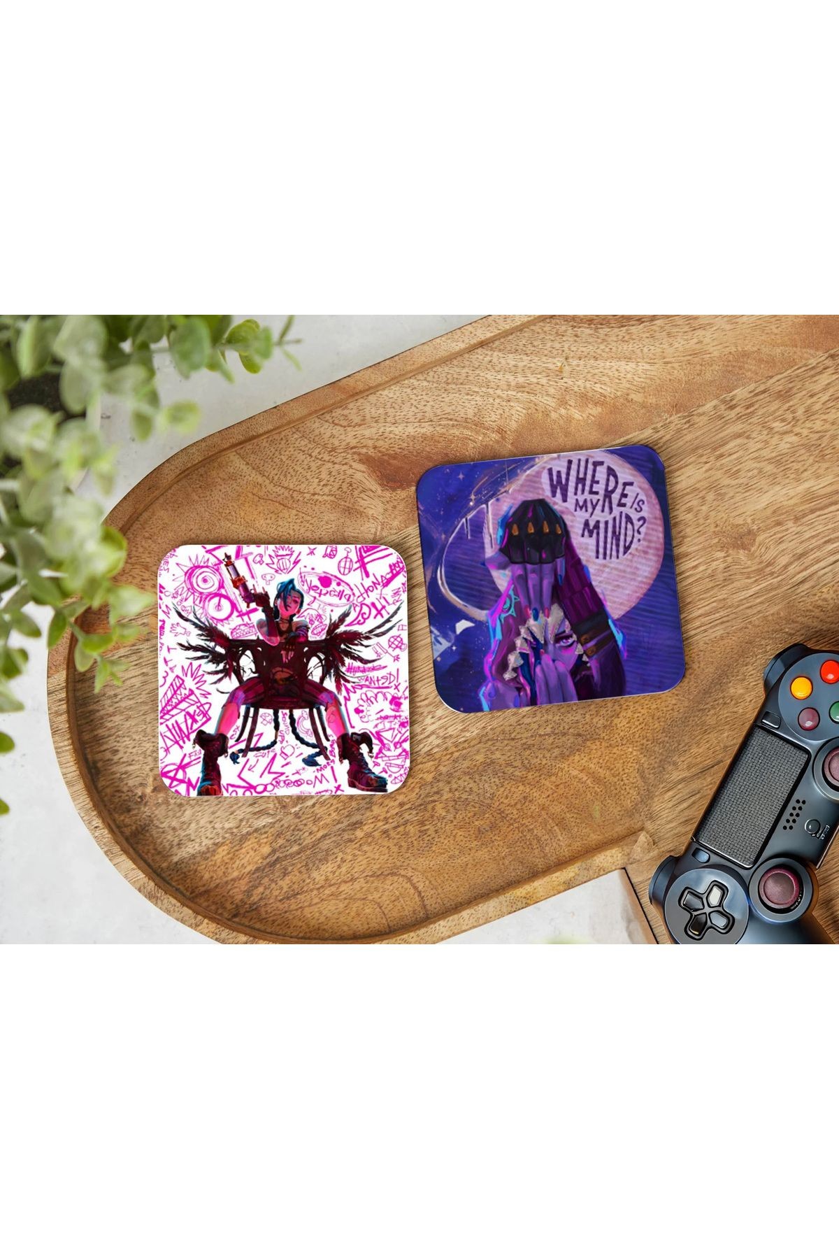 Atölye Arcane Esintili Ahşap Bardak Altlığı 4’lü Set (10x10 cm)