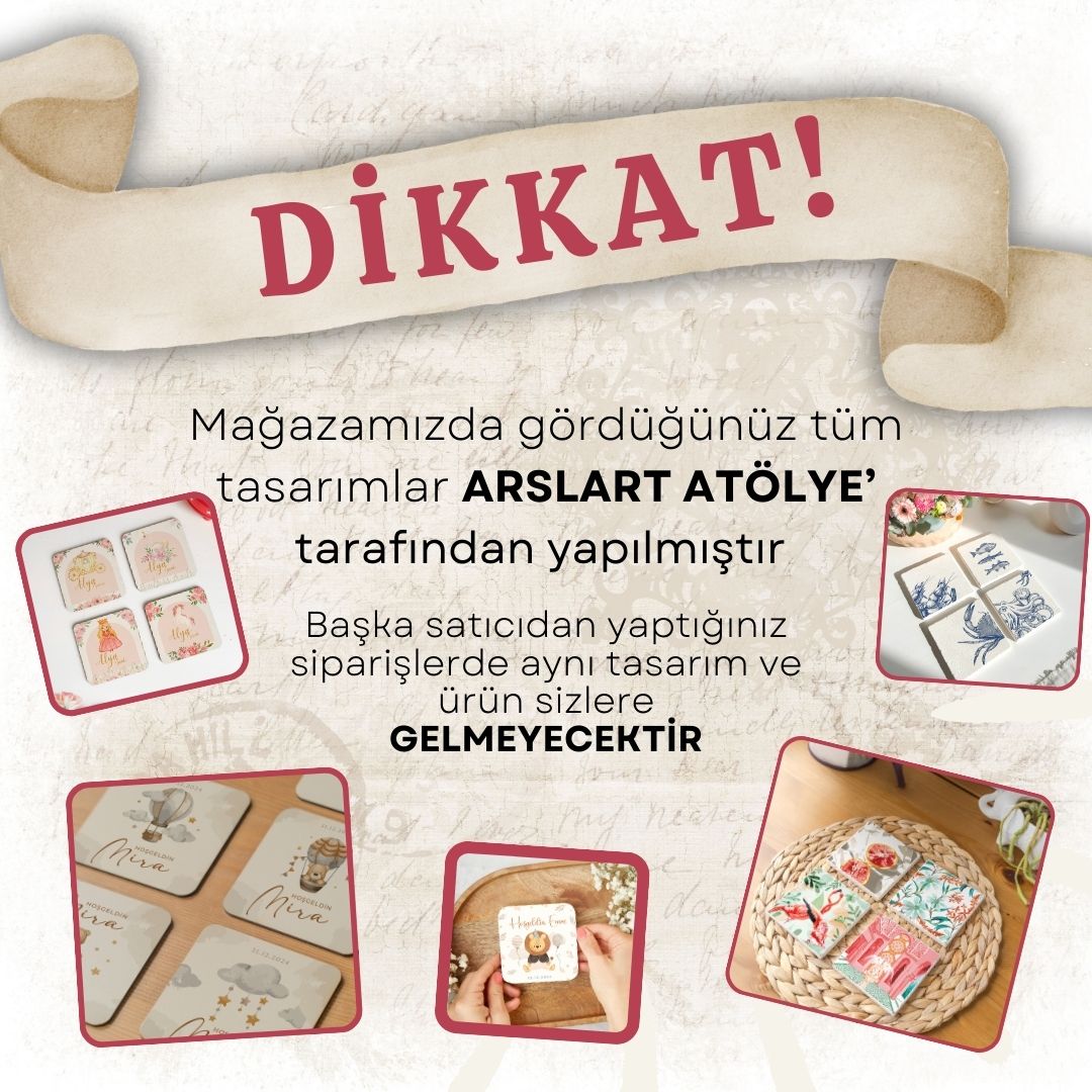 Fındıkkıran ve Balerin Desenli Doğal Taş Bardak Altlığı, Ev Dekoru, Yılbaşı Hediyesi, 4’lü