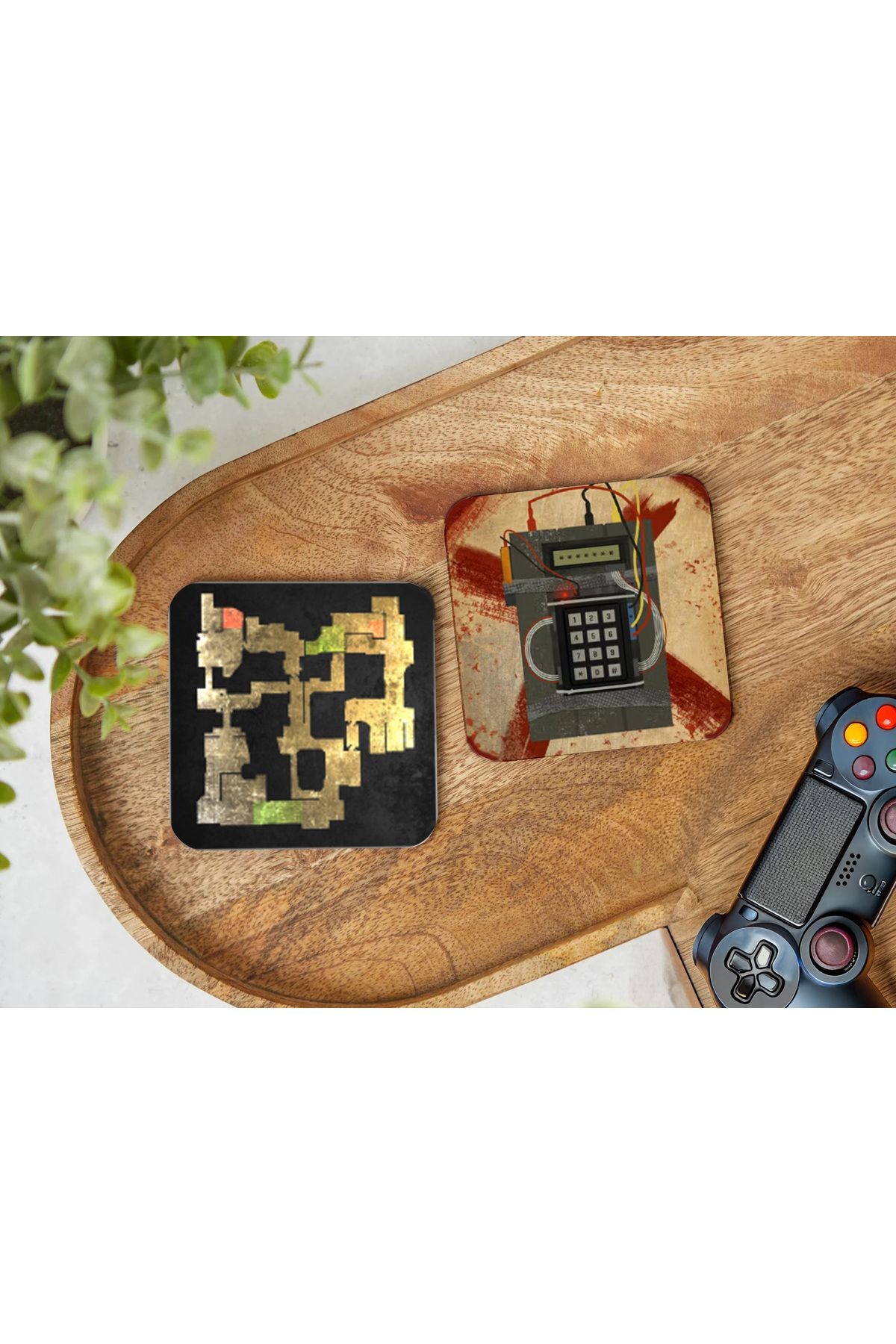 Atölye Counter-Strike Temalı Ahşap Bardak Altlığı 4’lü Set (10x10 cm)
