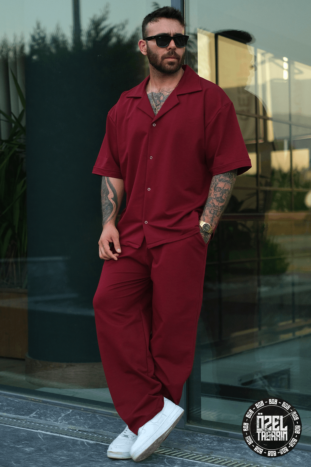 808  Desen Oversize Takım ( Gömlek + jogger )