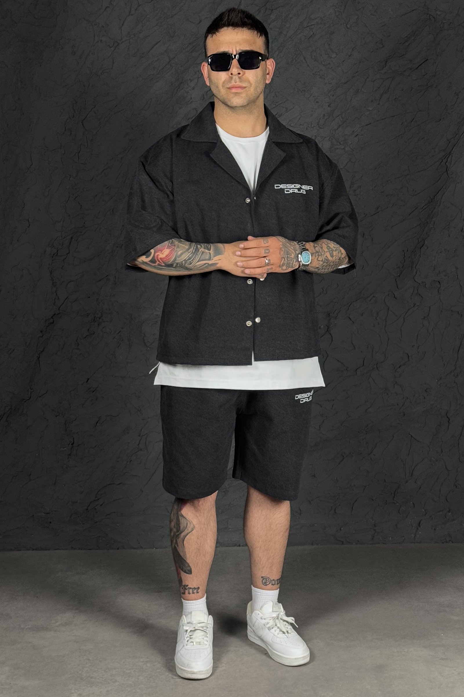 808 Designer Baskılı Oversize Tok Kot Şort